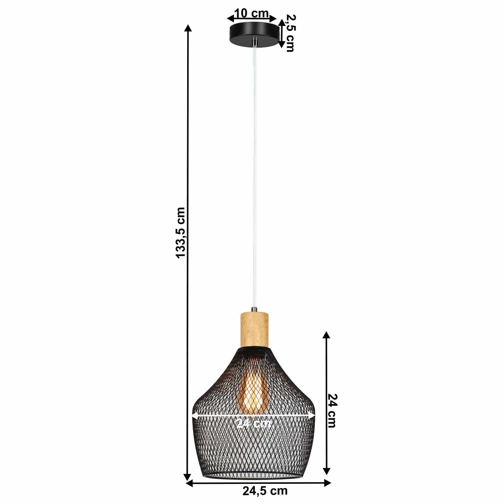 Lustra KOLEN, negru/stejar, metal/lemn, 25x25x134 cm