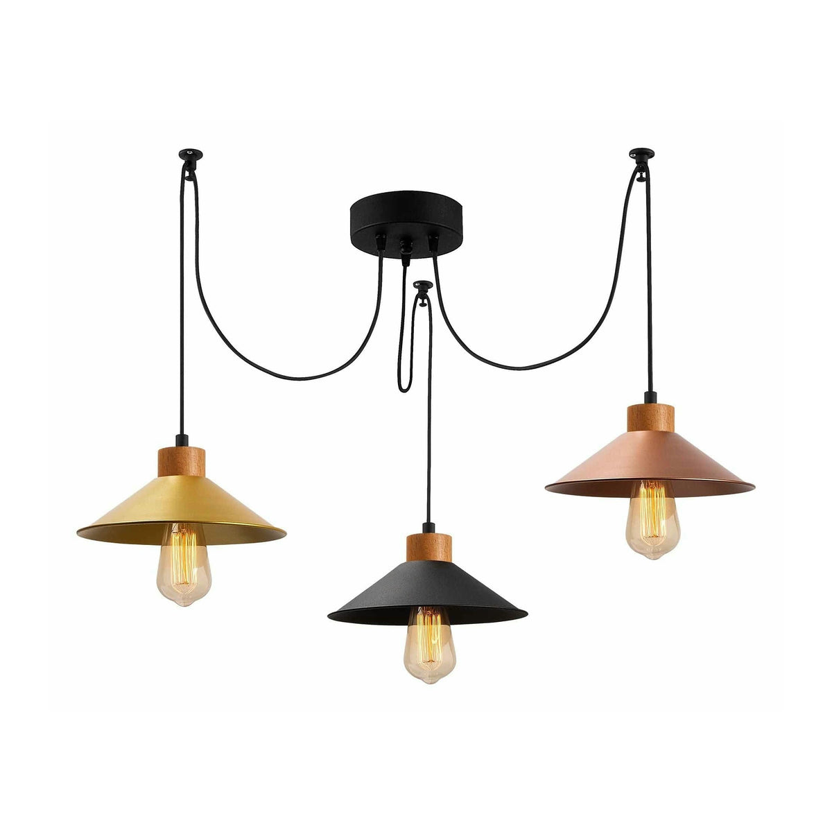 Lustra MANAVGAT N-554, metal, auriu/negru/cupru, 114x24x100 cm