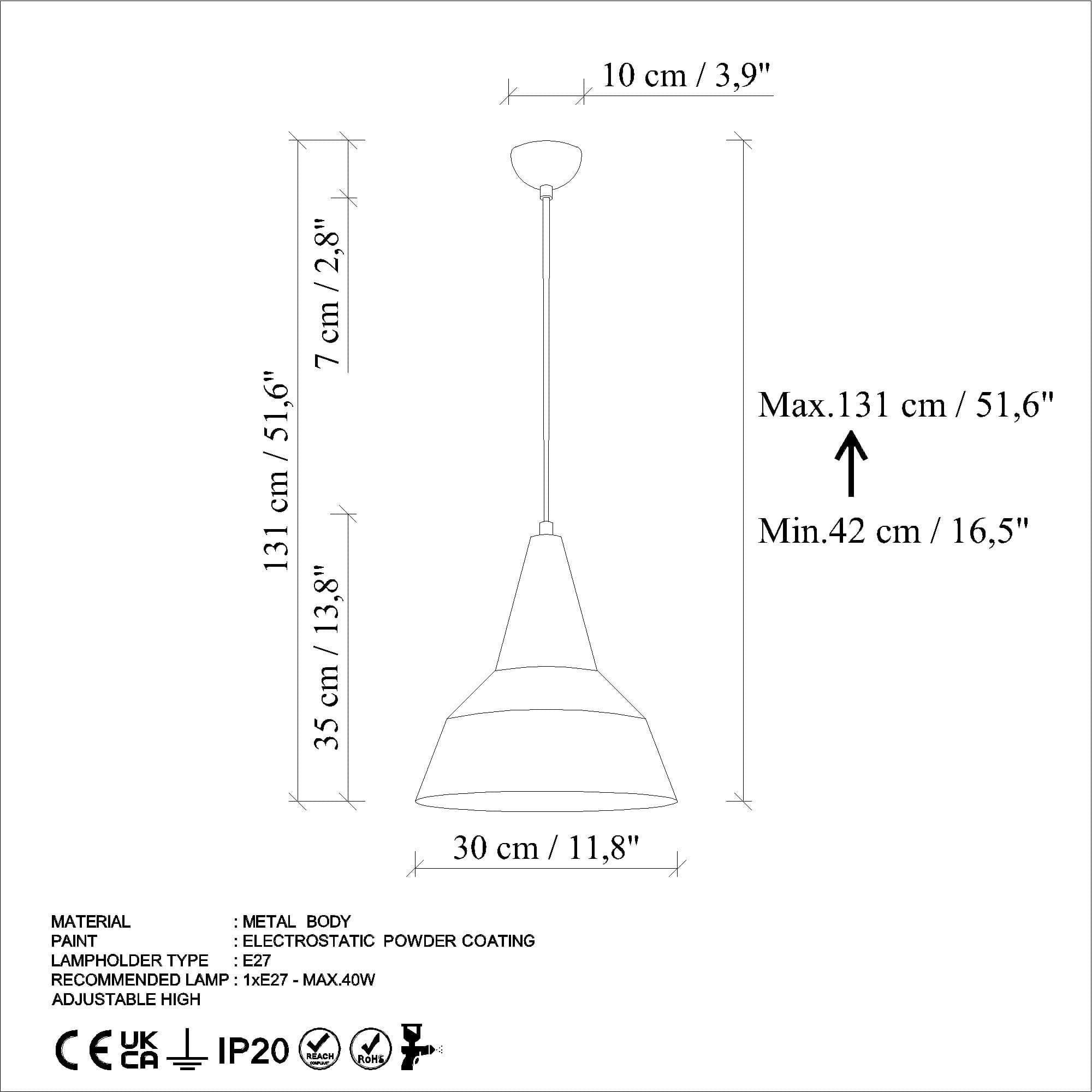 Lustra SAGLAM 3728, verde menta, metal, 30x42-131 cm
