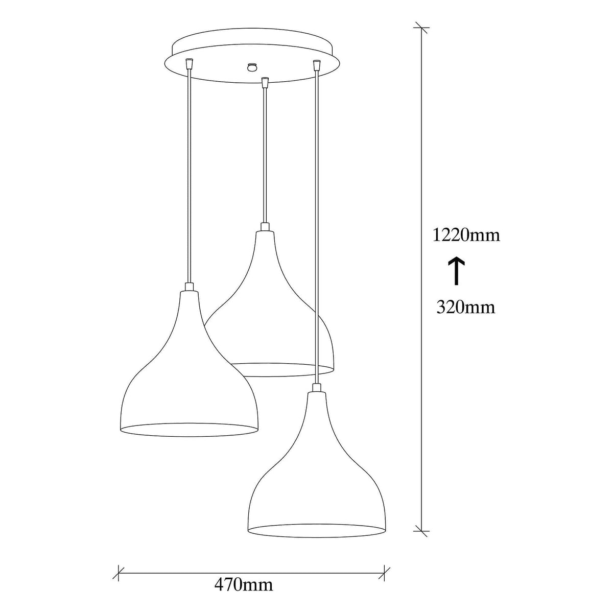 Lustra SAGLAM 3780, metal, 47x16x32-122 cm