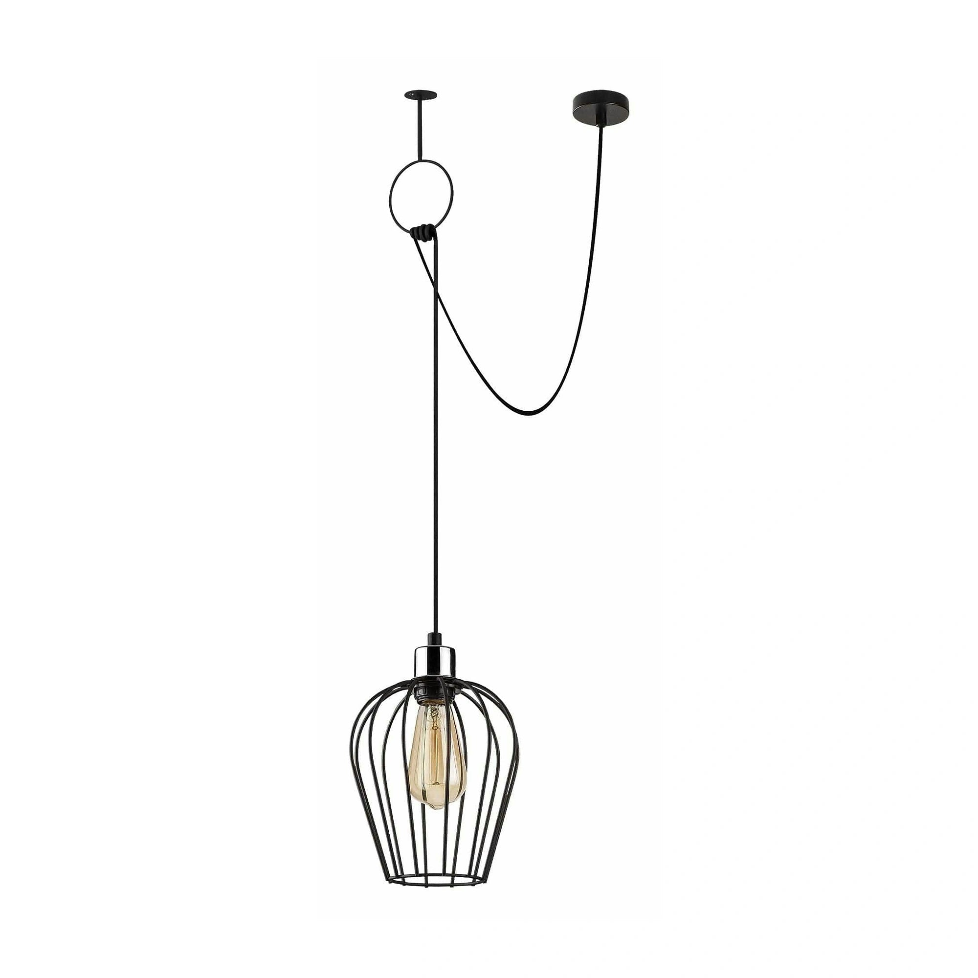 Lustra TEL 6681, negru, metal, 60/80x20x50/130 cm