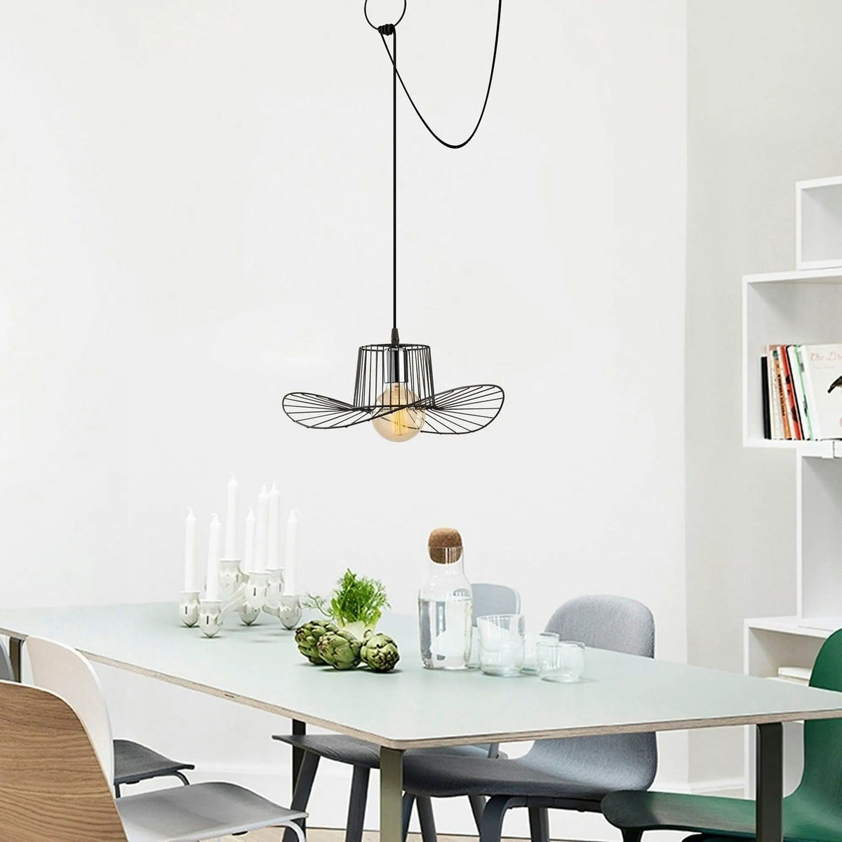 Lustra TEL 6731, negru, metal, 78-98x38x40-122 cm