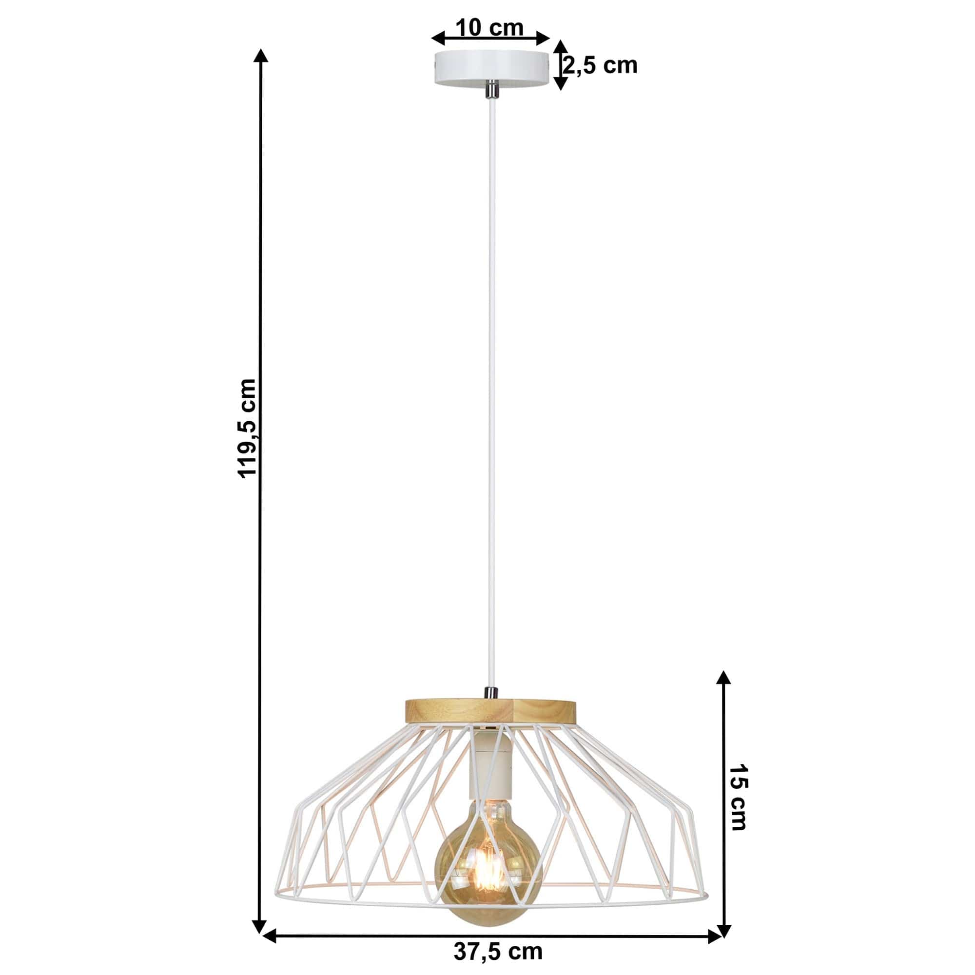 Lustra TREX TIP 2, alb/stejar, metal/lemn, 38x120 cm
