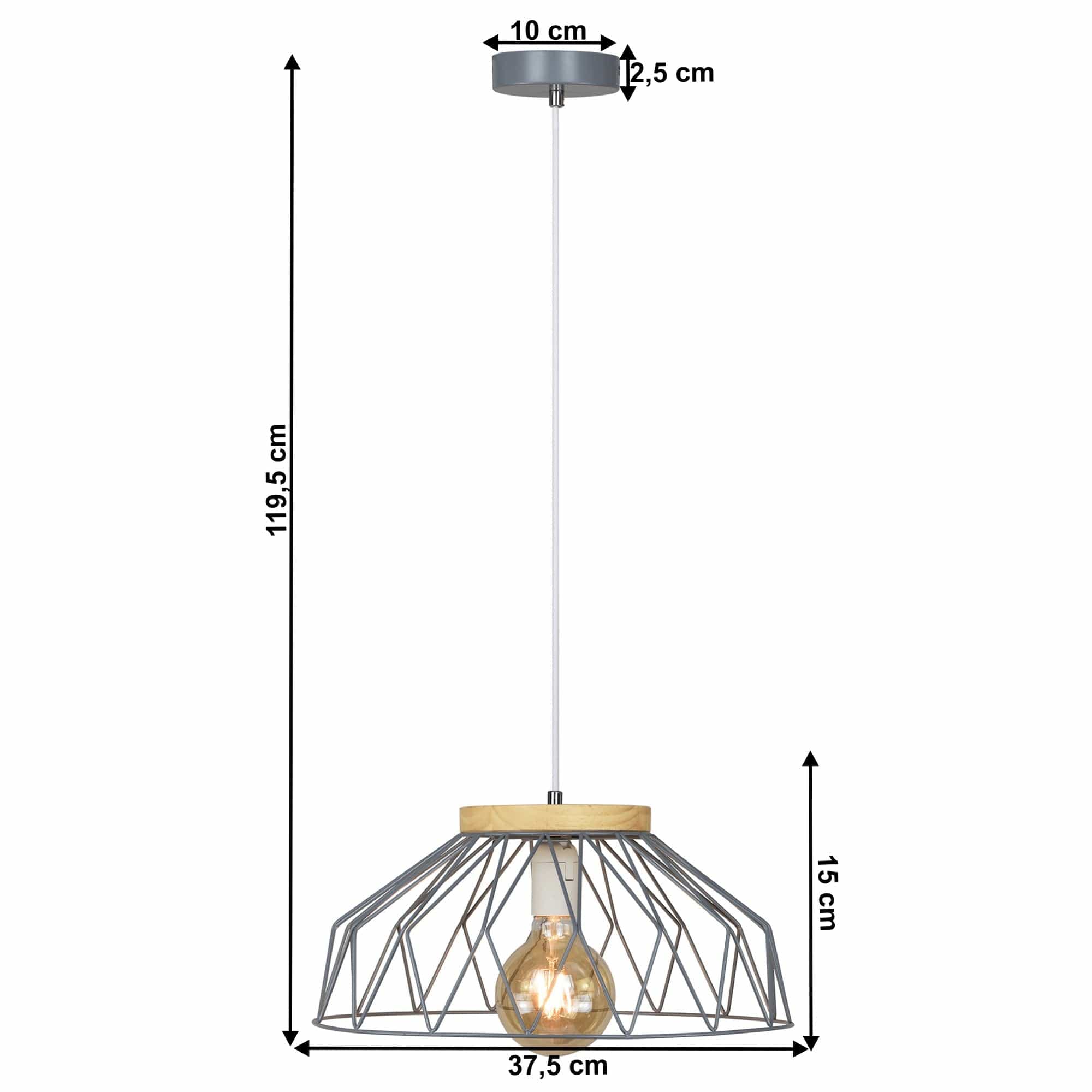 Lustra TREX TIP 2, gri/stejar, lemn/metal, 38x120 cm