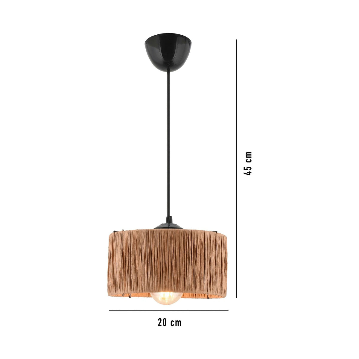 Lustra VIOLA, maro/negru, metal/rafie, 20x45 cm
