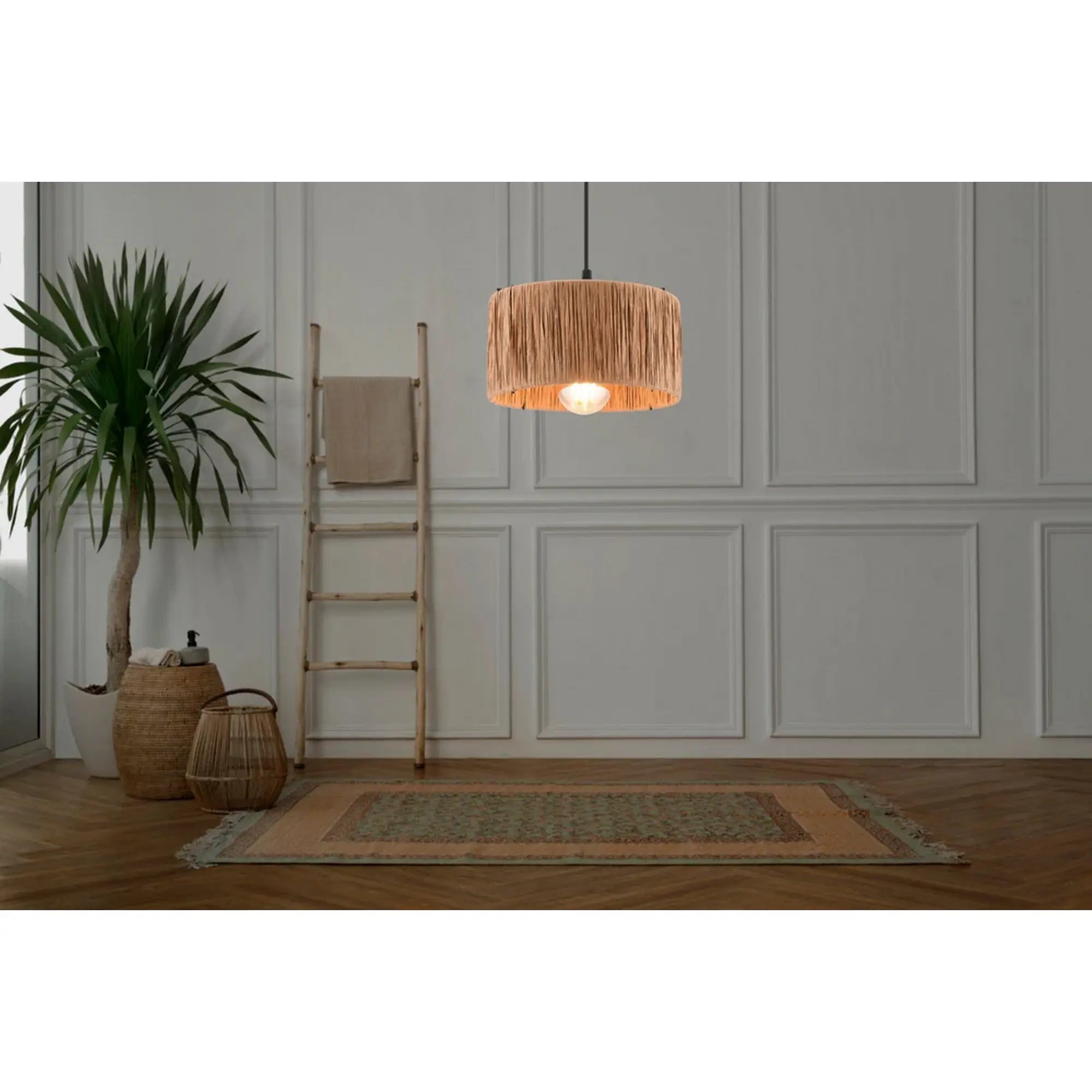 Lustra VIOLA, maro/negru, metal/rafie, 20x45 cm