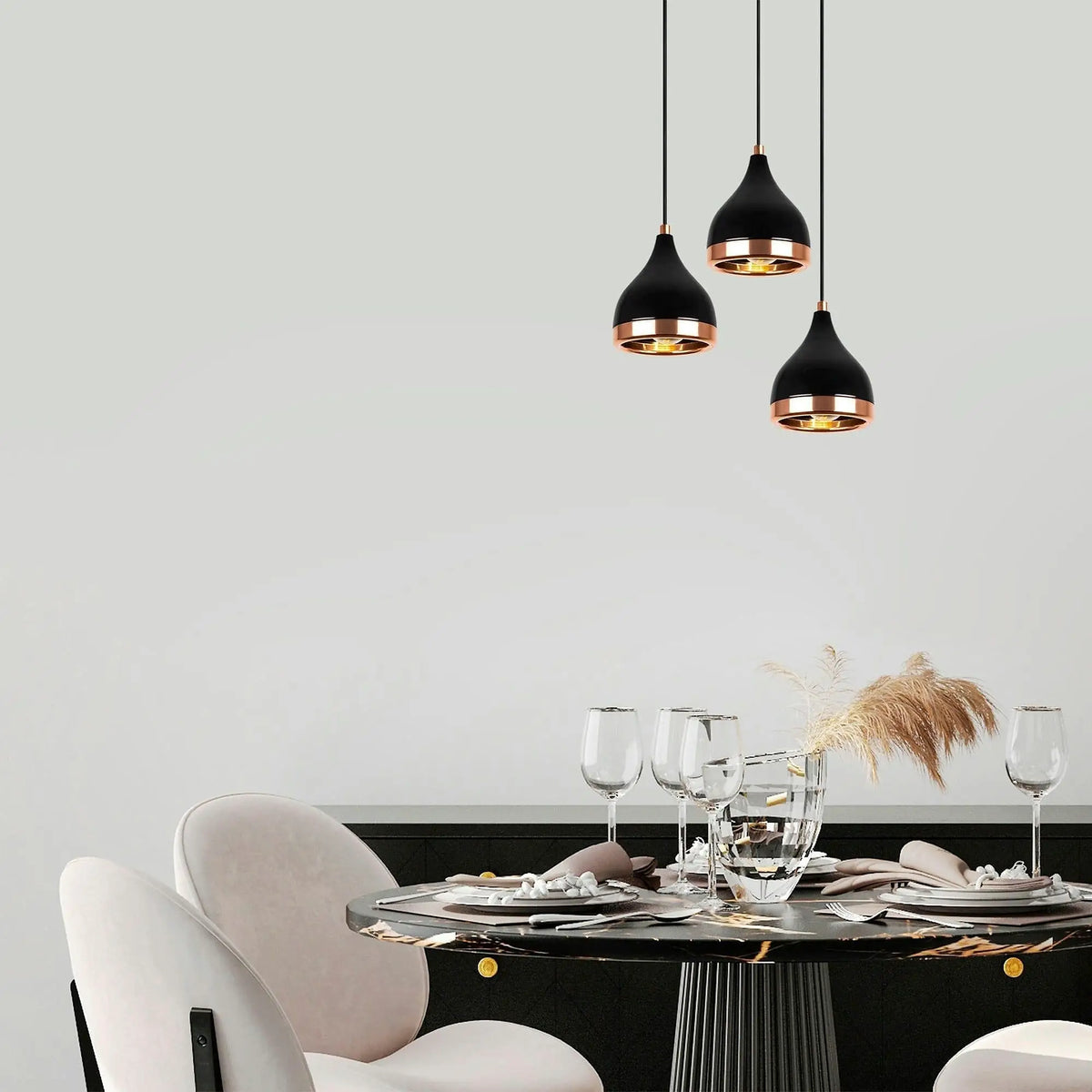 Lustra YILDO 7036, metal, negru, 38x14x33-111 cm