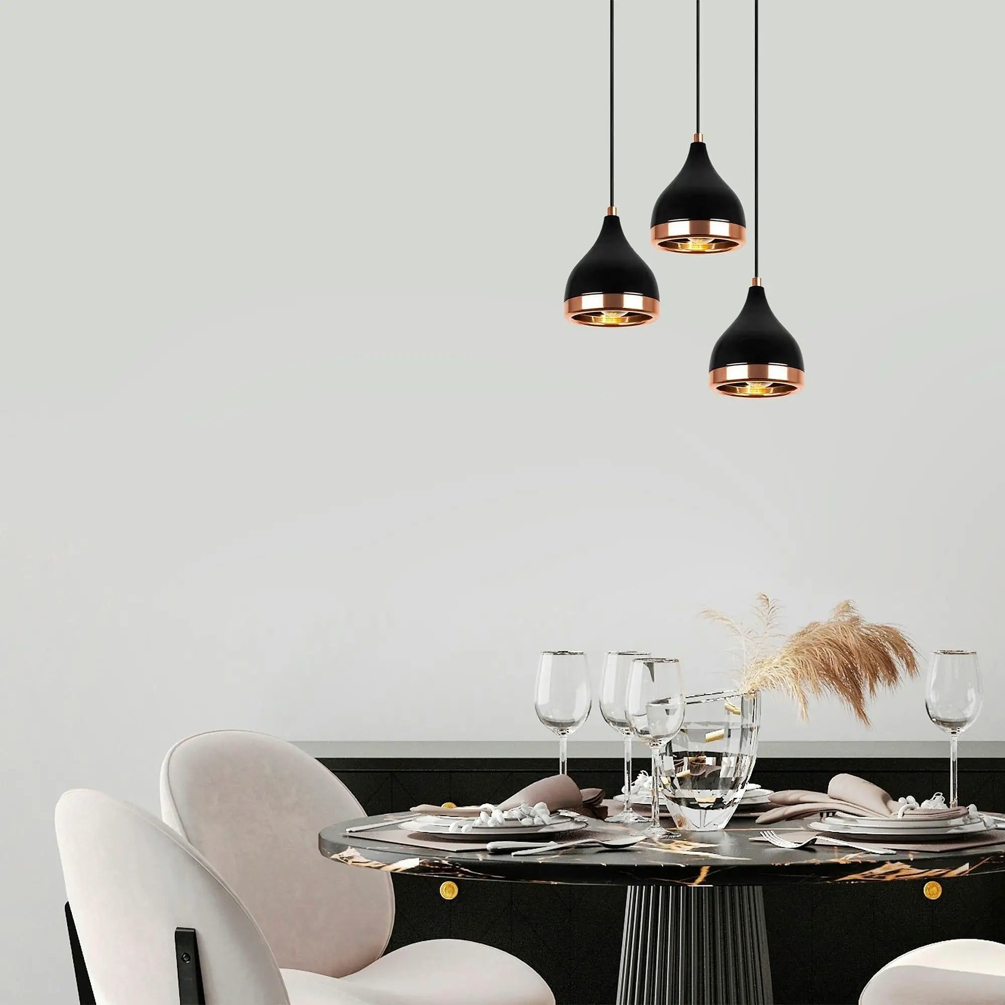 Lustra YILDO 7036, metal, negru, 38x14x33-111 cm