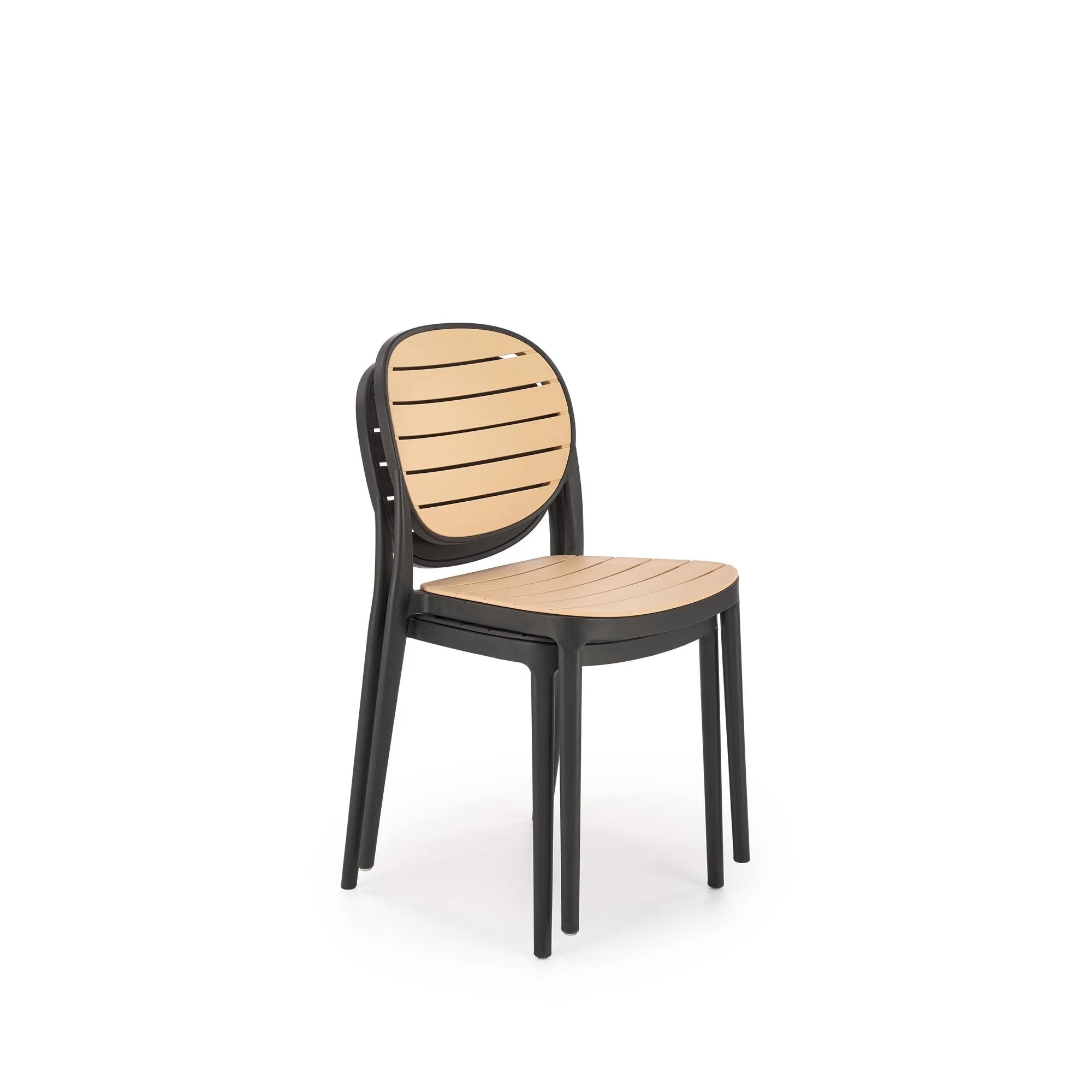 Scaun de gradina K529, stejar/negru, polipropilena, 42x51x83 cm