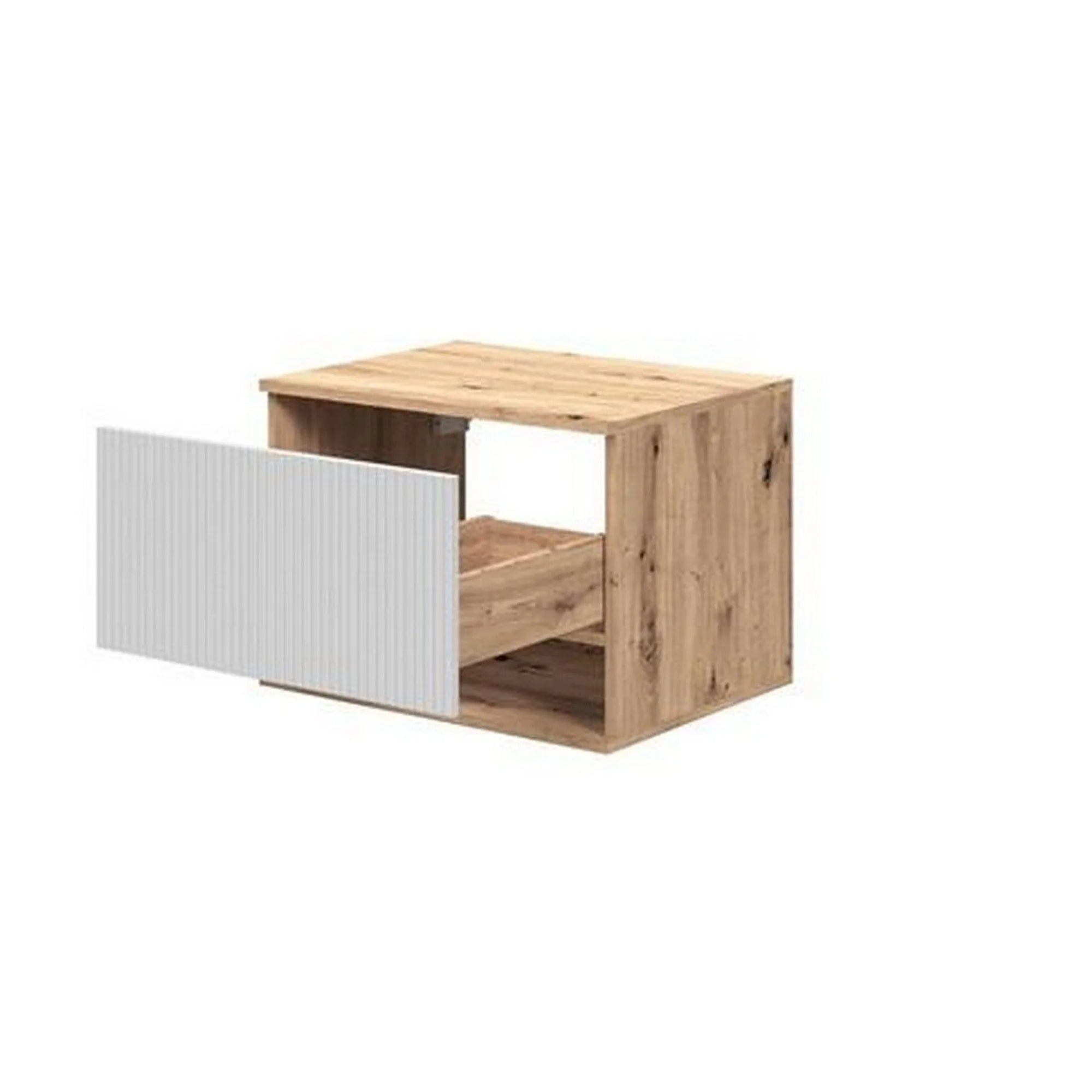 Dulap baie suspendat AVIOLA, casmir/stejar artisan, PAL laminat, cu un sertar, pentru lavoar, 60x45x43 cm