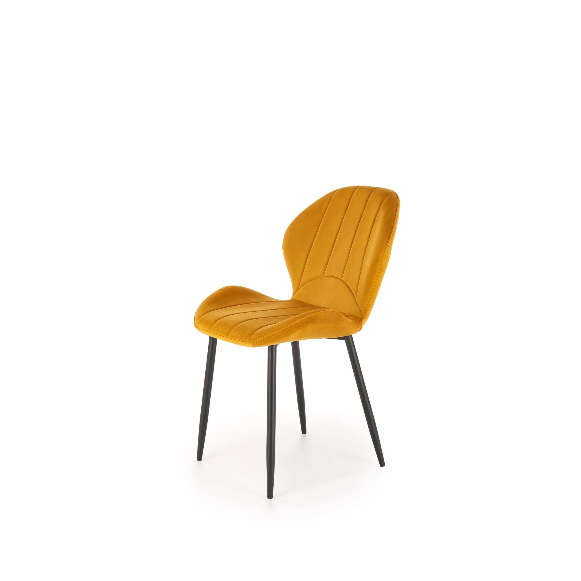 Scaun K538, galben mustar/negru, stofa catifelata/metal, 48x57x85 cm