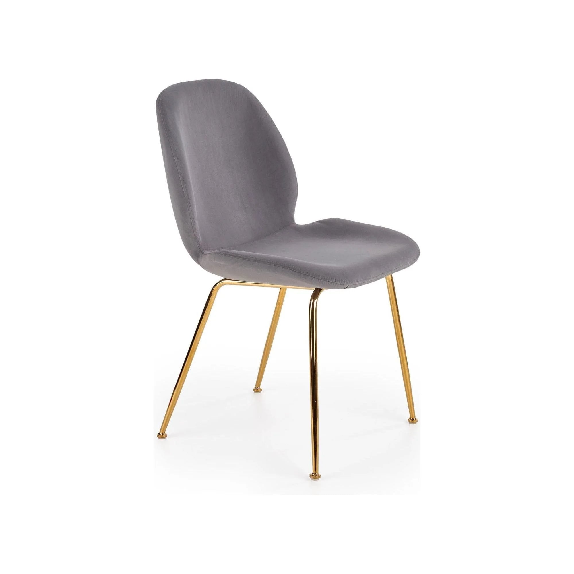 Scaun tapitat K381, gri/auriu, stofa catifelata/metal, 48x58x88 cm