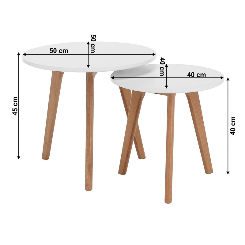 Set 2 masute cafea MALTO NEW, alb/stejar inchis