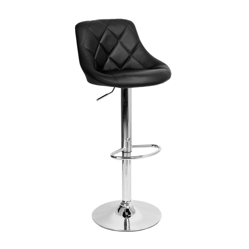 Scaun bar MARID NEW, negru/crom, piele ecologica/metal, 45x40x80/102 cm