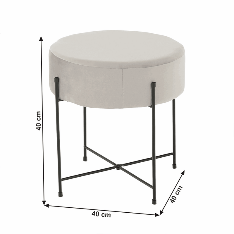 Taburet MARIME, stofa catifelata gri, 40x40x40 cm