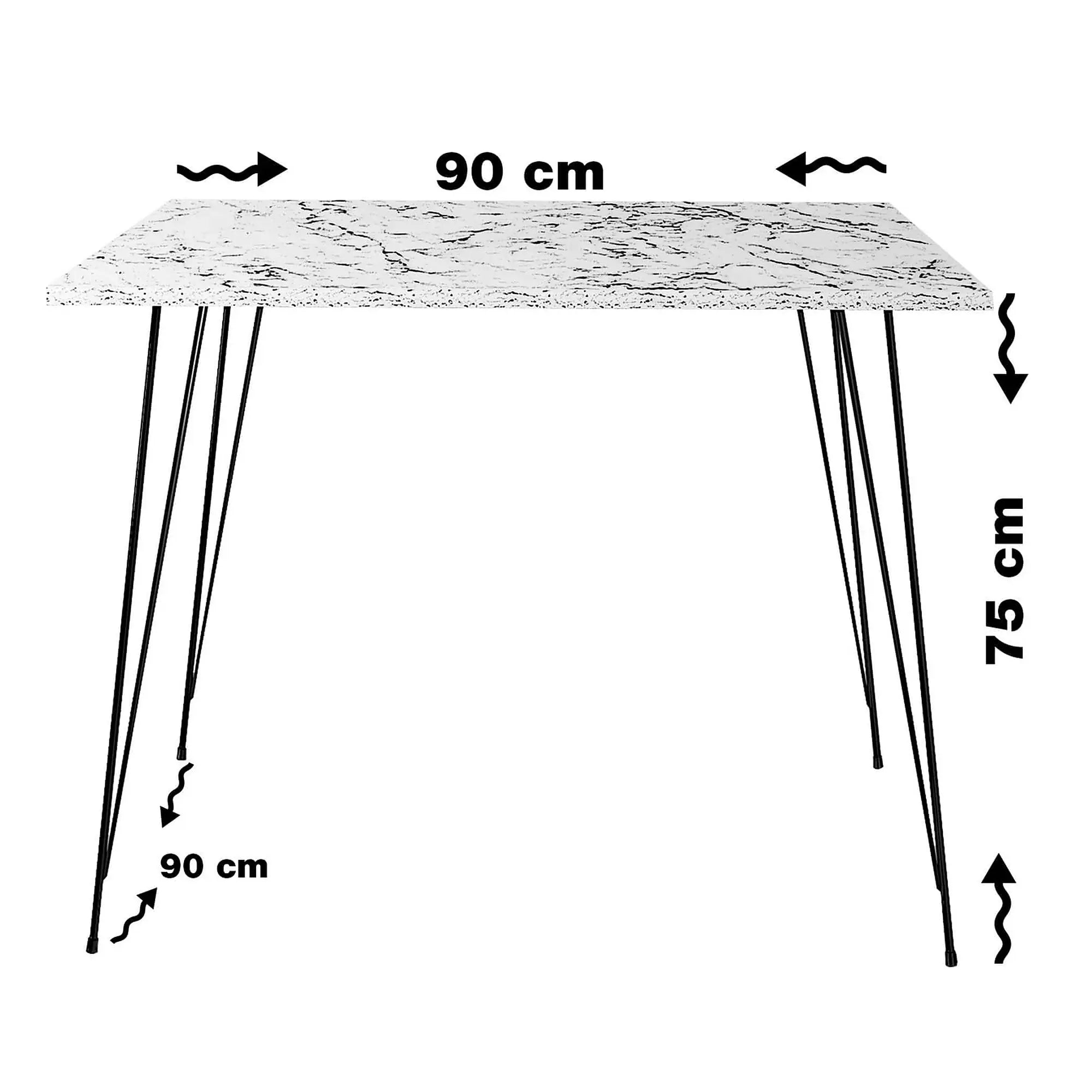Masa 801CMY2936, alb/negru, PAL melaminat/metal, 90x90x75 cm