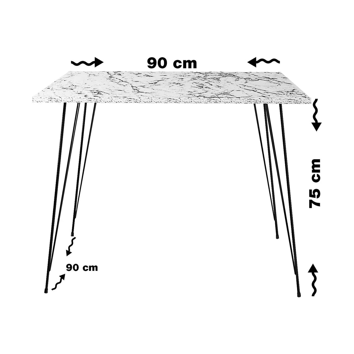 Masa 801CMY2936, alb/negru, PAL melaminat/metal, 90x90x75 cm