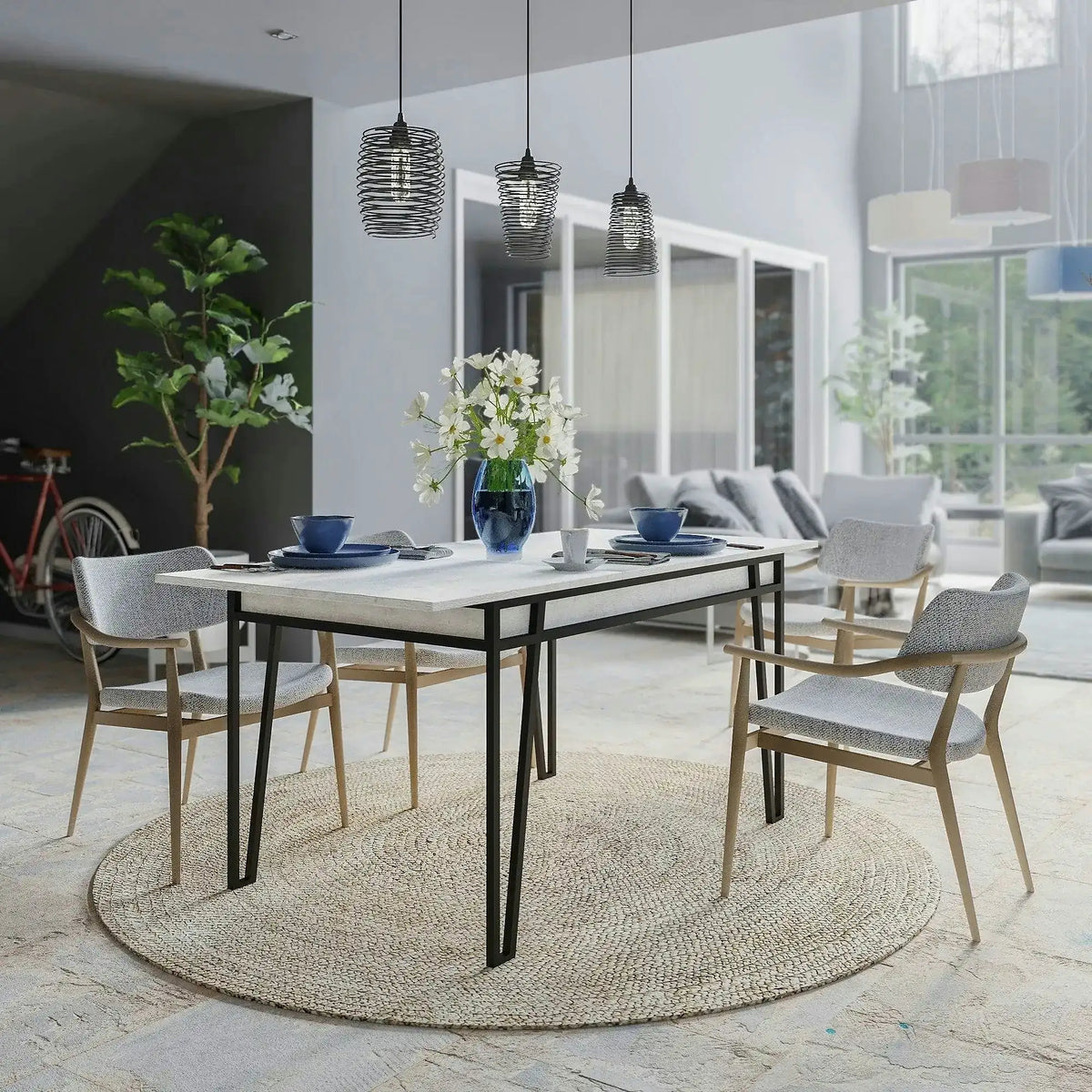 Masa 855DTE4602, gri/negru, PAL melaminat/metal, 132/170x80x76 cm