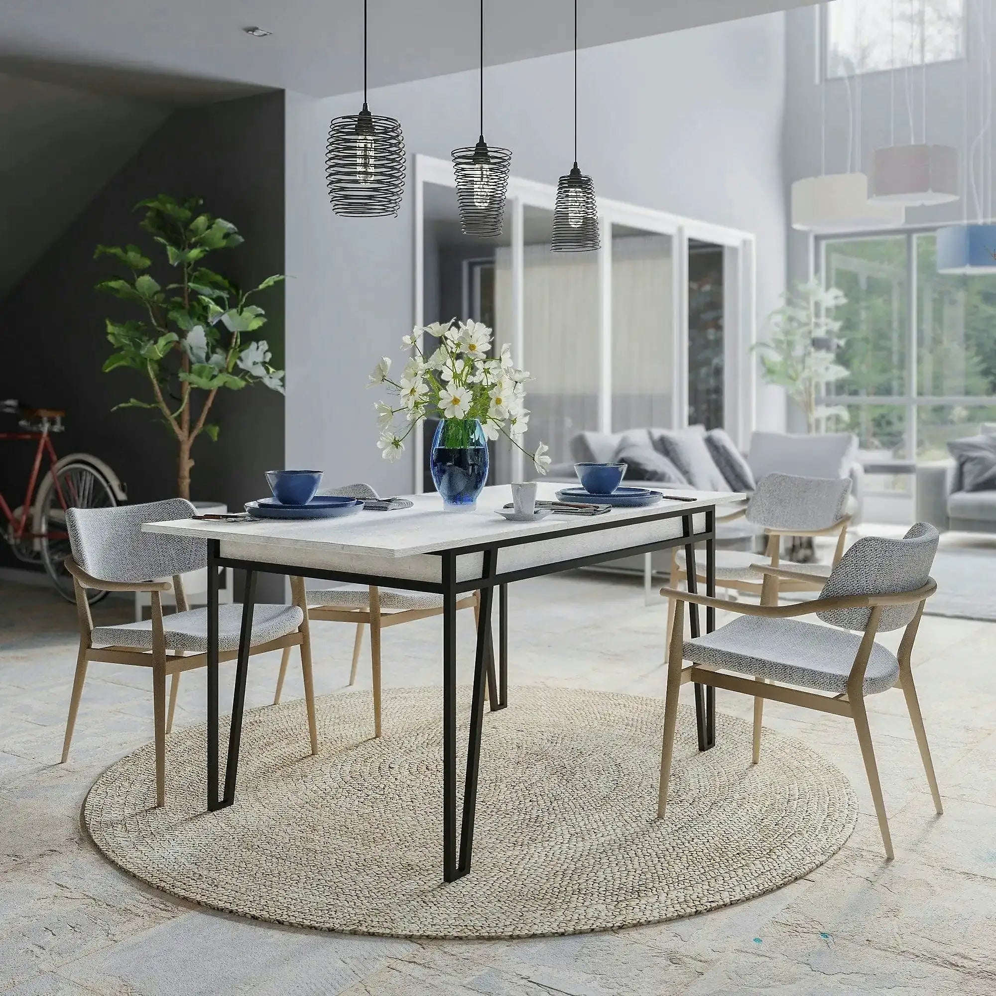 Masa 855DTE4602, gri/negru, PAL melaminat/metal, 132/170x80x76 cm