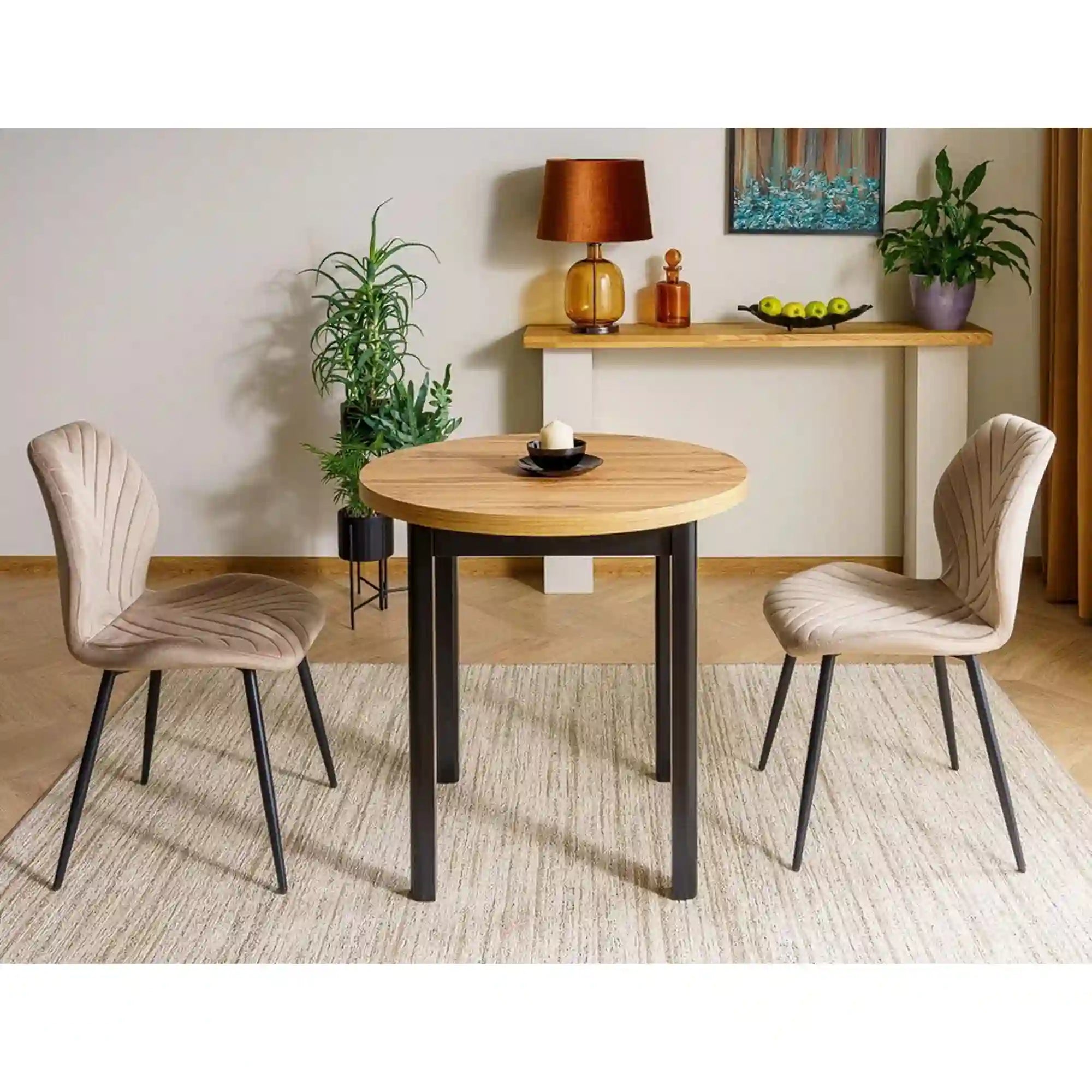 Masa ADAM, stejar artisan/negru, PAL laminat, 80x80x75 cm