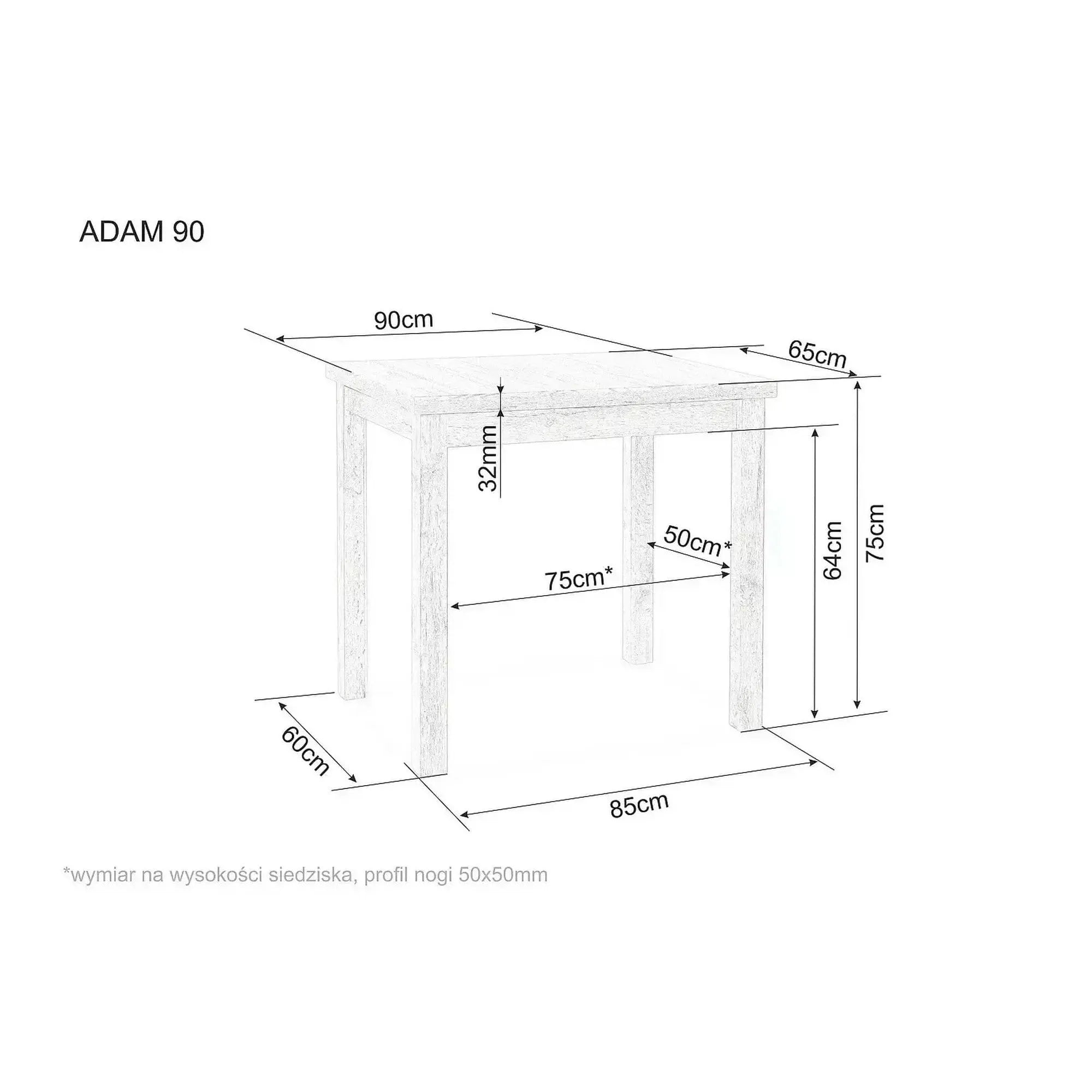 Masa ADAM, stejar/casmir, 90x65x75 cm