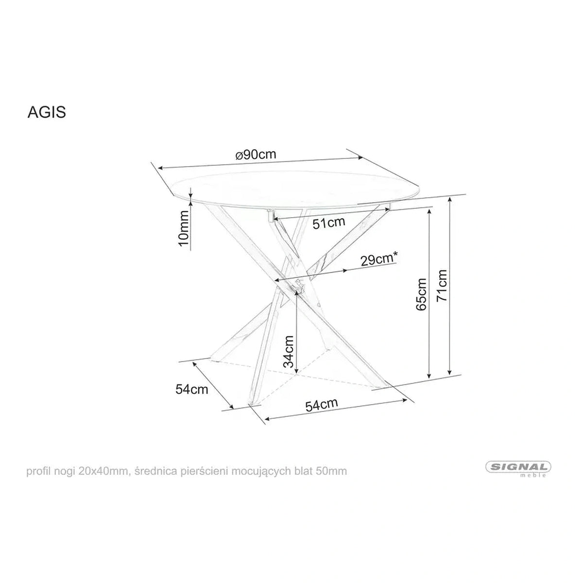Masa AGIS, alb cu efect de marmura, sticla/metal, 90x90x73 cm
