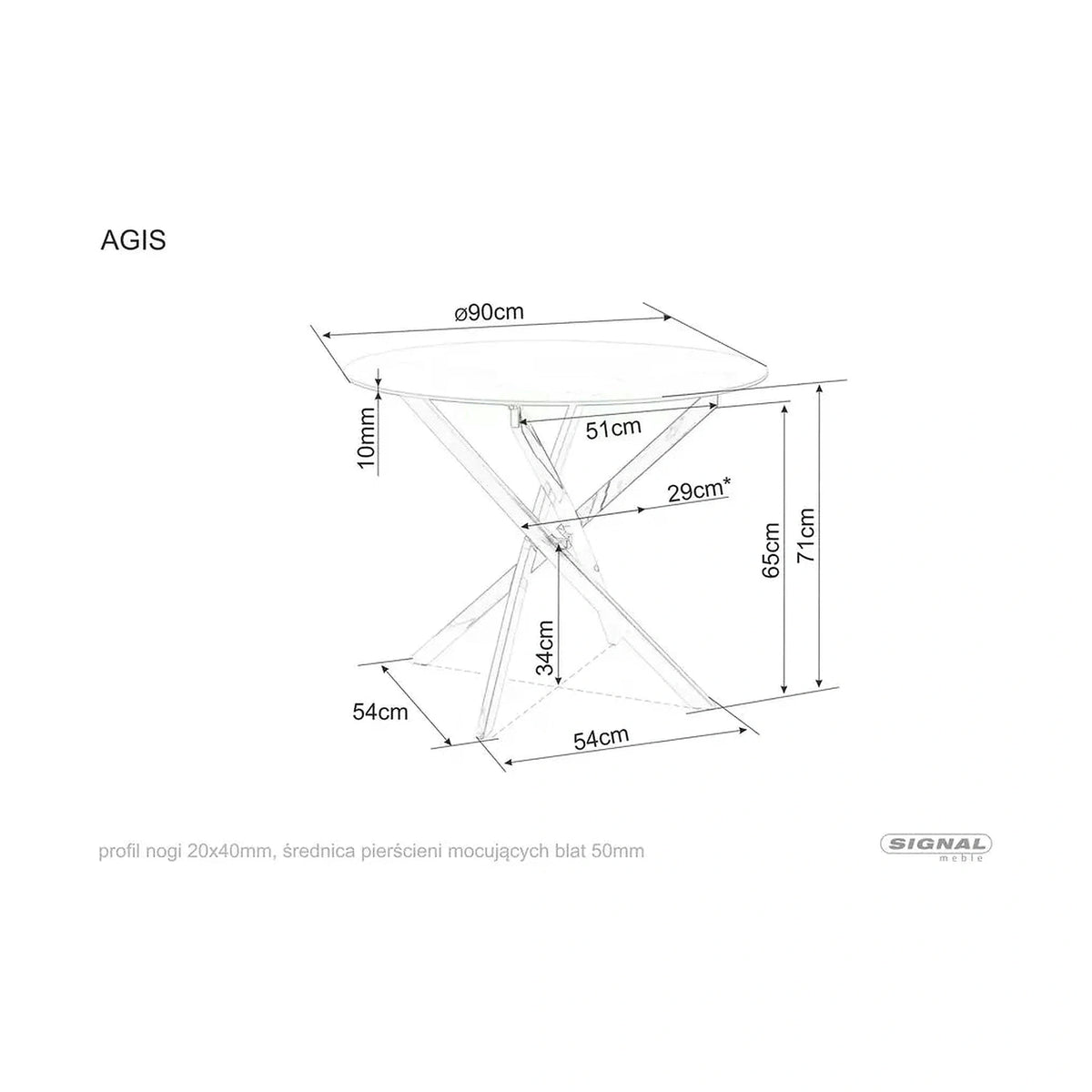 Masa AGIS, alb cu efect de marmura, sticla/metal, 90x90x73 cm