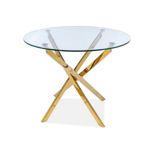 Masa AGIS, transparent/auriu, sticla securizata/metal, 90x90x75 cm