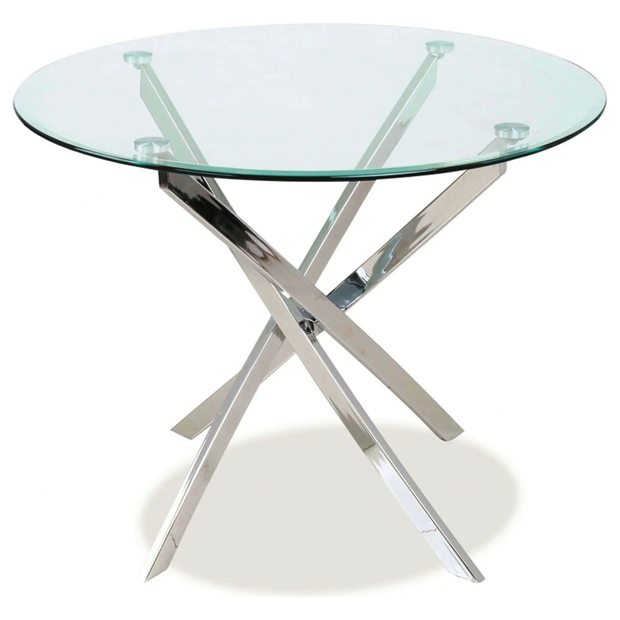 Masa AGIS, transparent/crom, sticla/metal, 90x90x73 cm