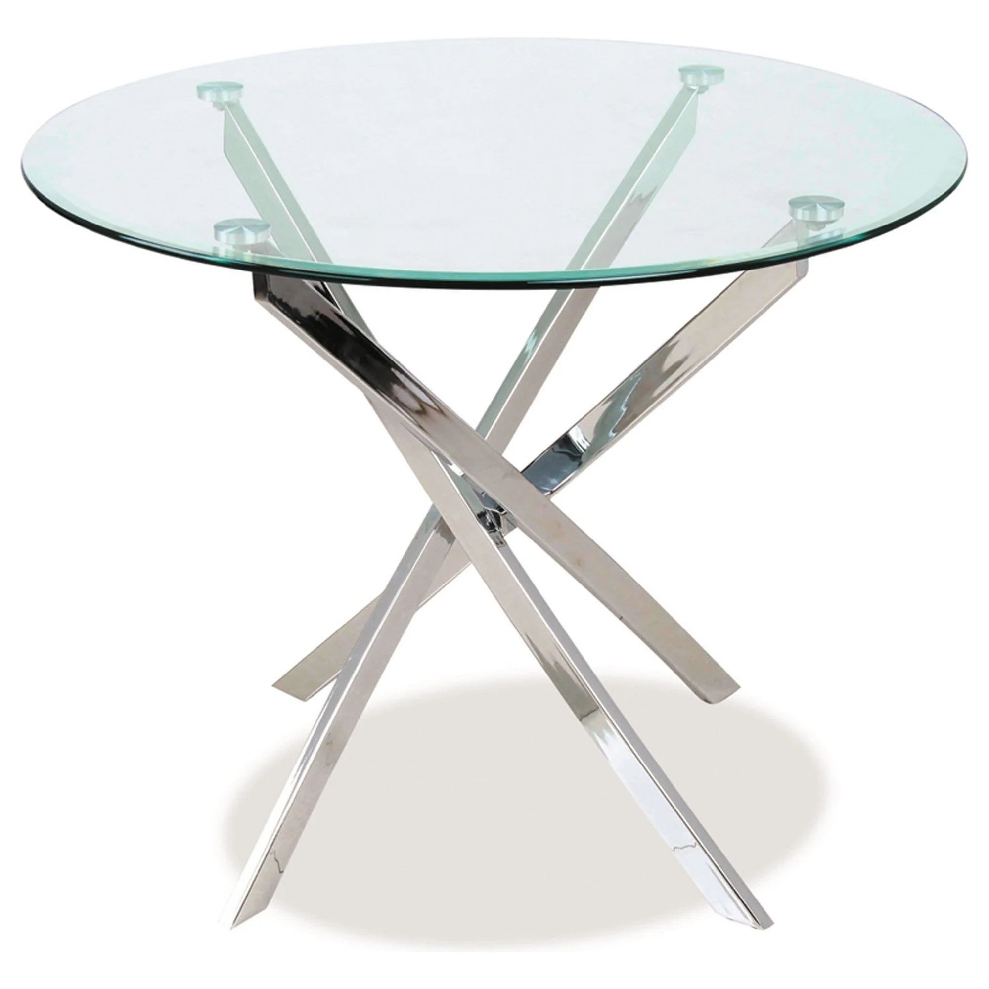 Masa AGIS, transparent/crom, sticla/metal, 90x90x73 cm