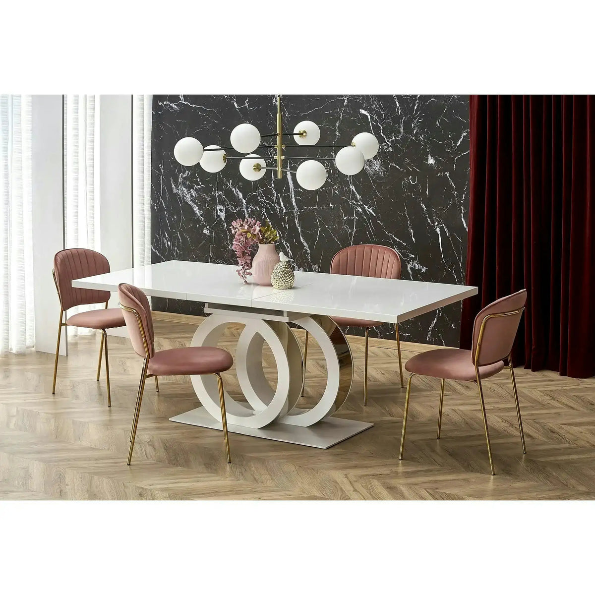 Masa alba dining GALARDO, extensibila, 160/200x90x77 cm