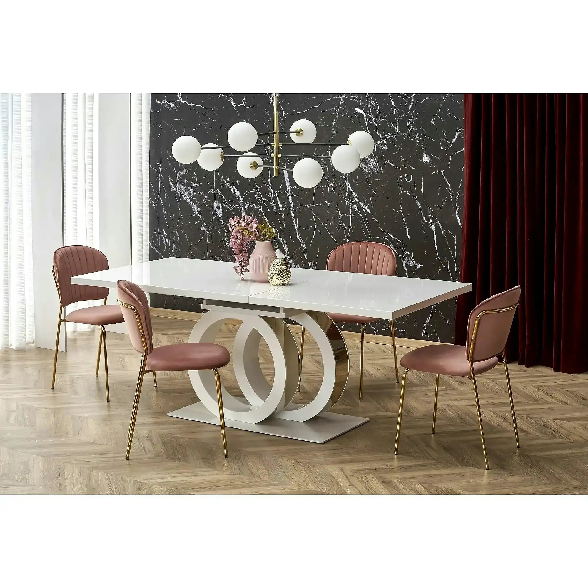 Masa alba dining GALARDO, extensibila, 160/200x90x77 cm