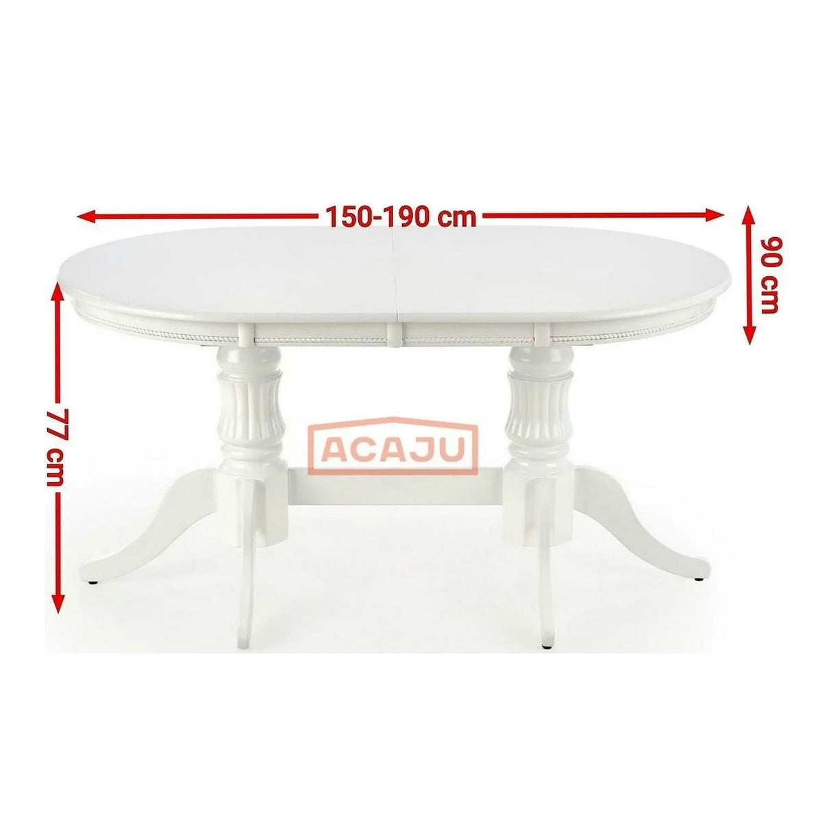 Masa alba vintage JOSEPH, 150/190x90x77 cm