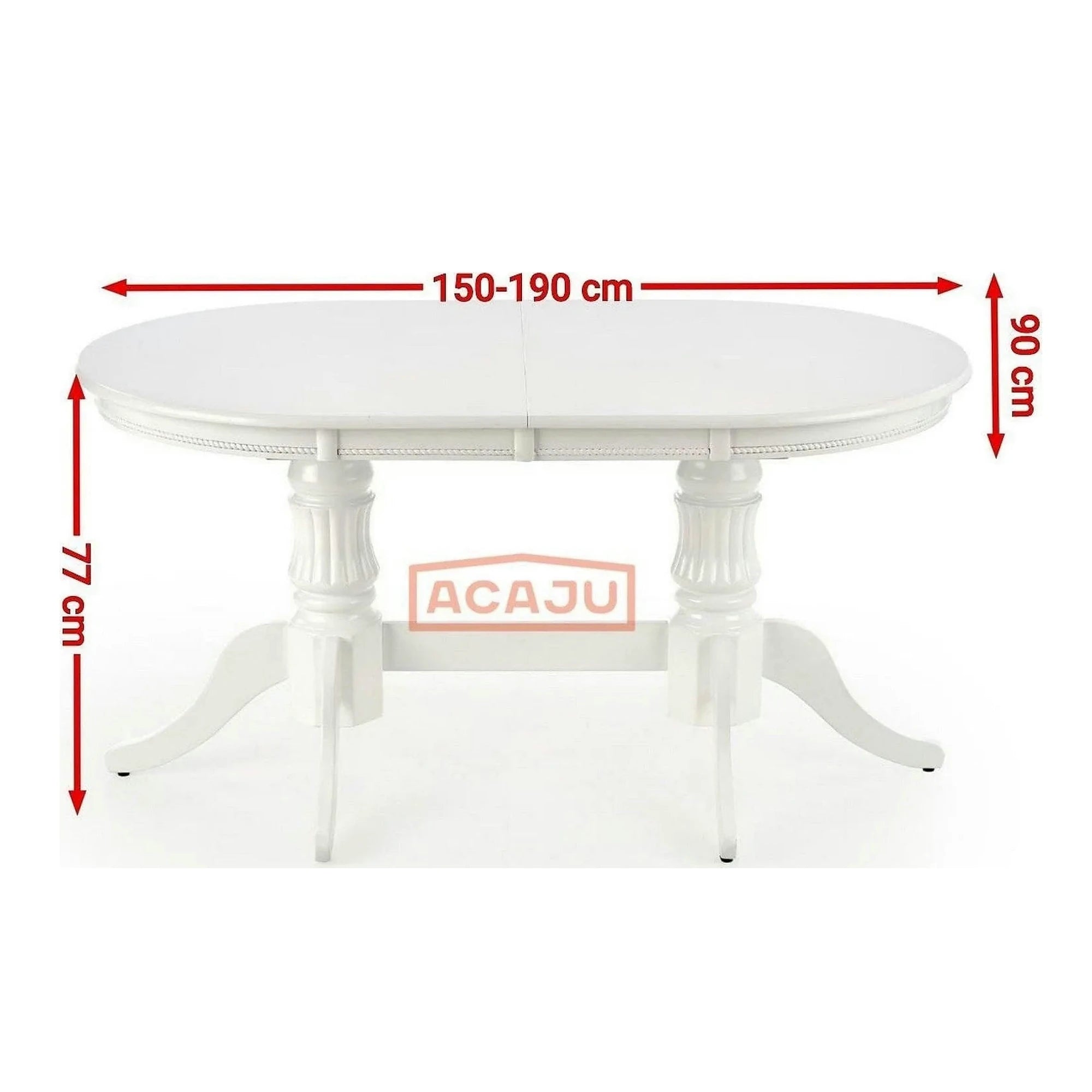 Masa alba vintage JOSEPH, 150/190x90x77 cm