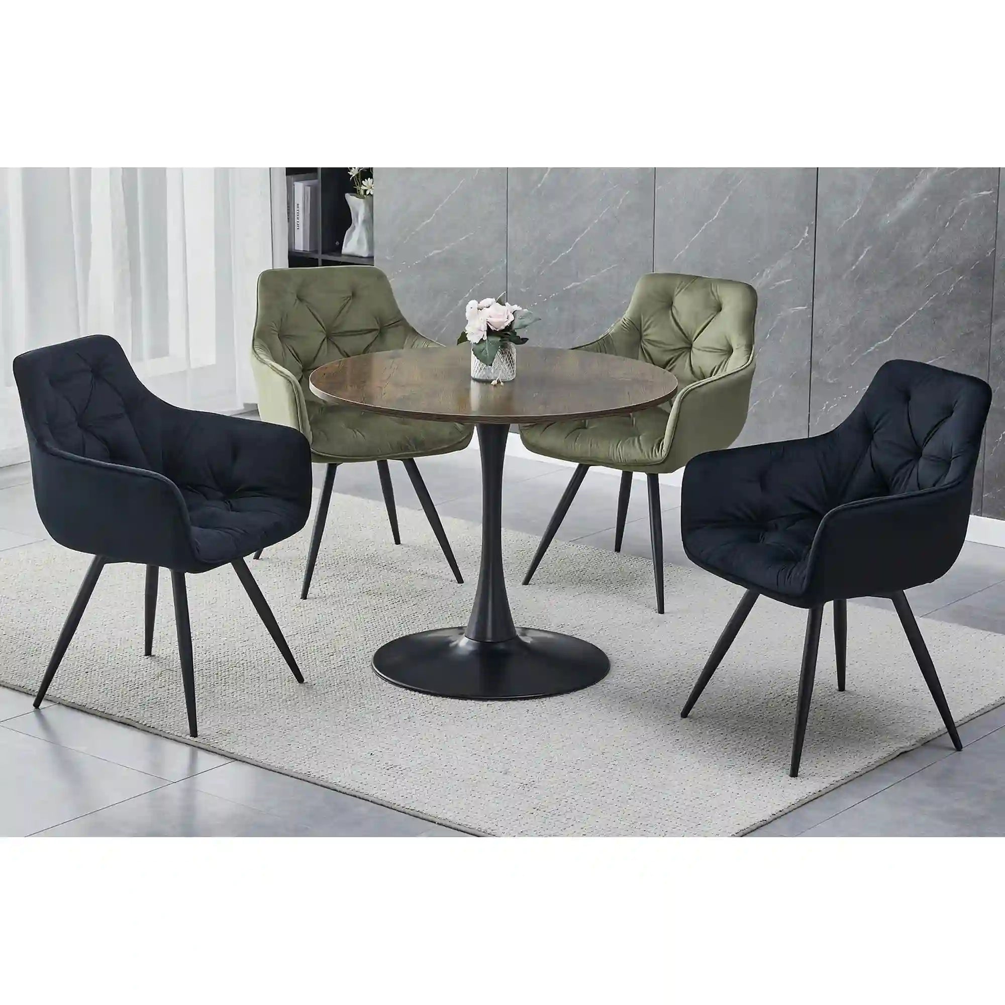 Masa AMADEO II, nuc/negru mat, 90x76 cm