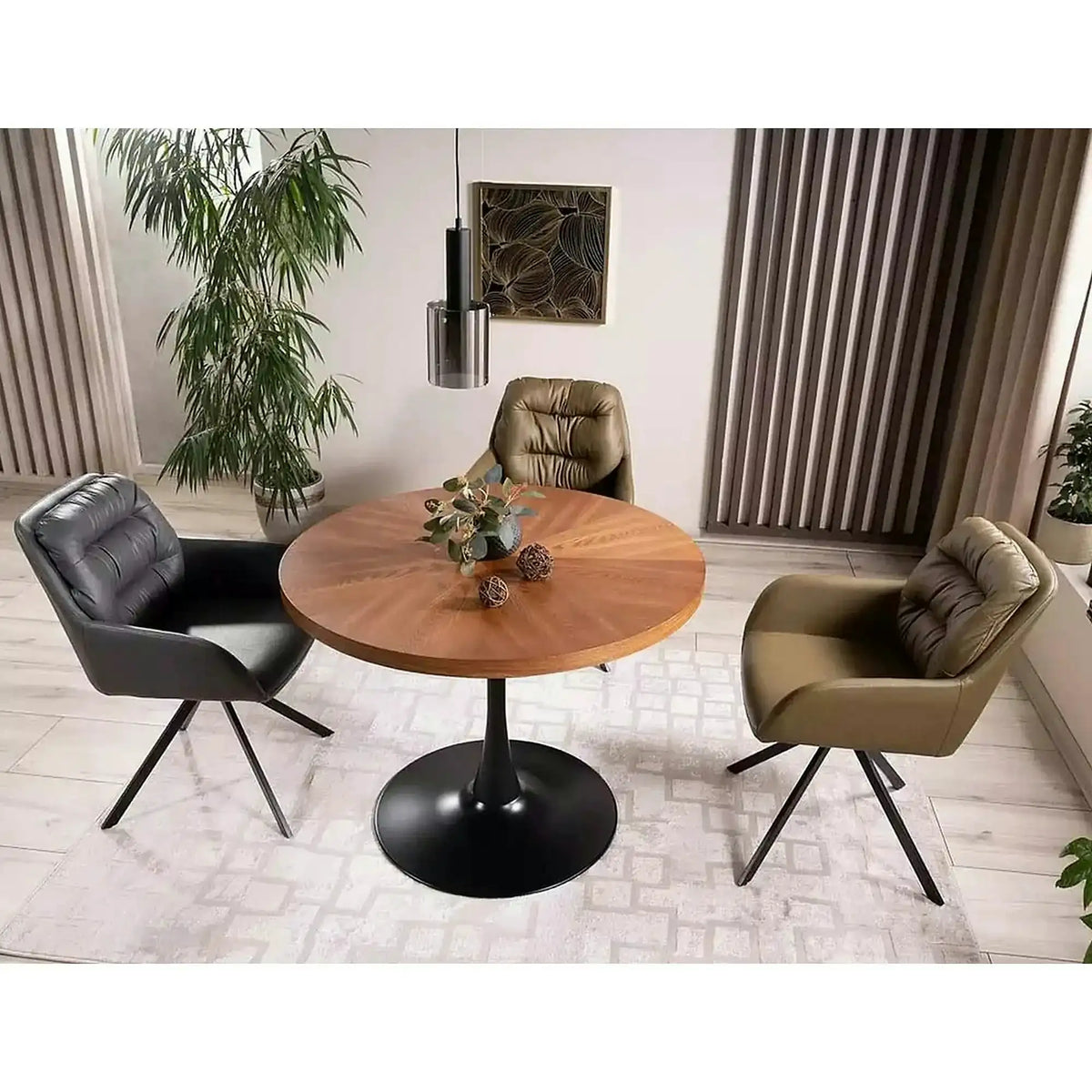 Masa AMADEO, stejar/negru mat, 100x76 cm