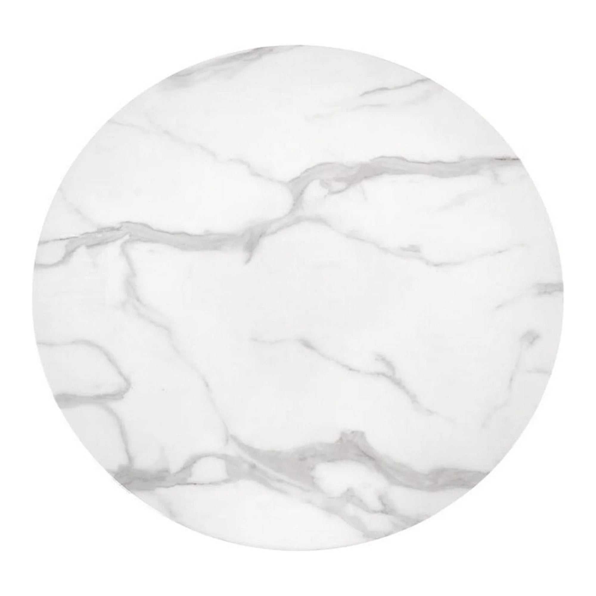 Masa AMBROSIO, alb cu efect de marmura/negru, ceramica/metal, 90x90x72 cm