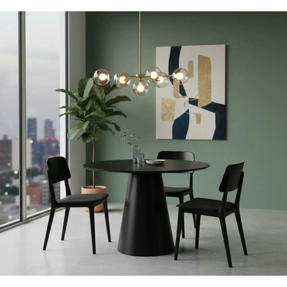 Masa ANGEL, gri cu efect de marmura/negru mat, 100x75 cm