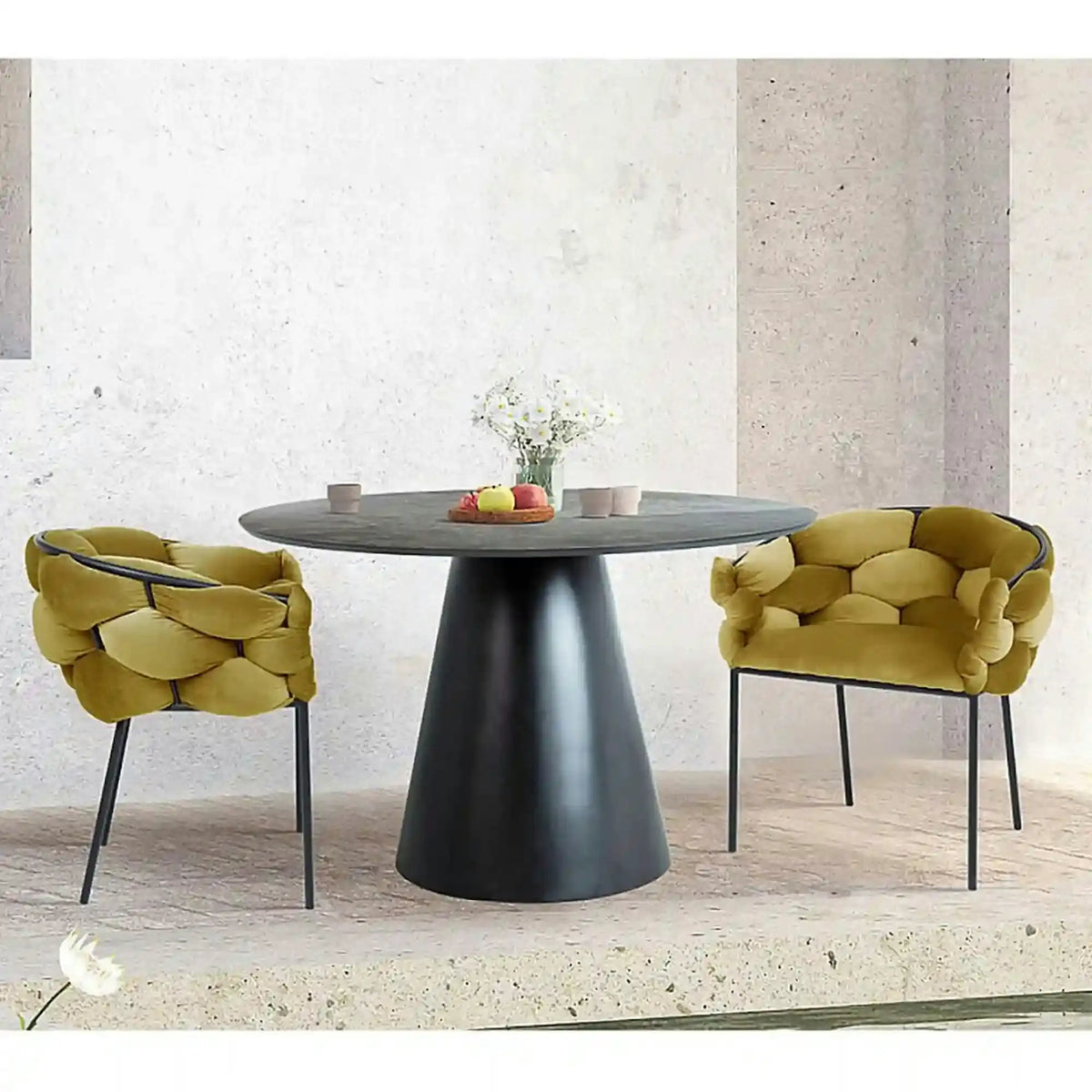 Masa ANGEL, gri inchis/negru, 120x120x76 cm