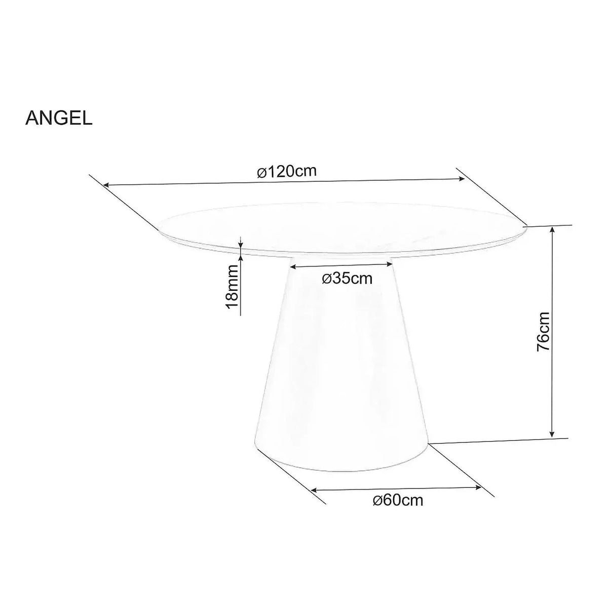 Masa ANGEL, stejar/negru, 120x120x75 cm