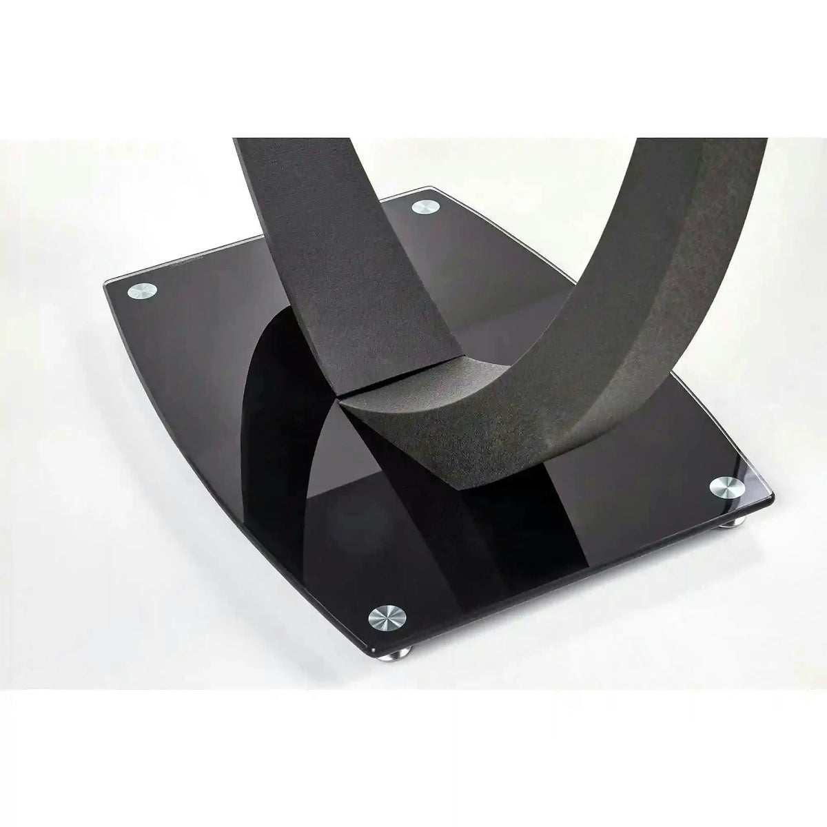Masa ANTON, negru transparent/negru, sticla/metal, 140x80x75 cm