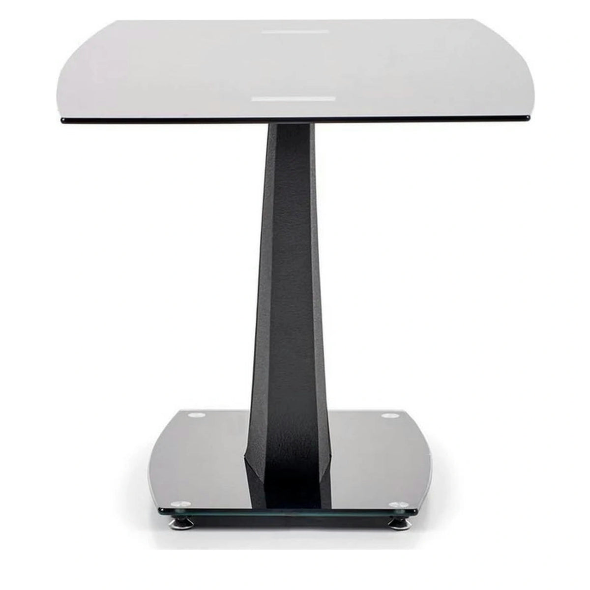 Masa ANTON, negru transparent/negru, sticla/metal, 140x80x75 cm
