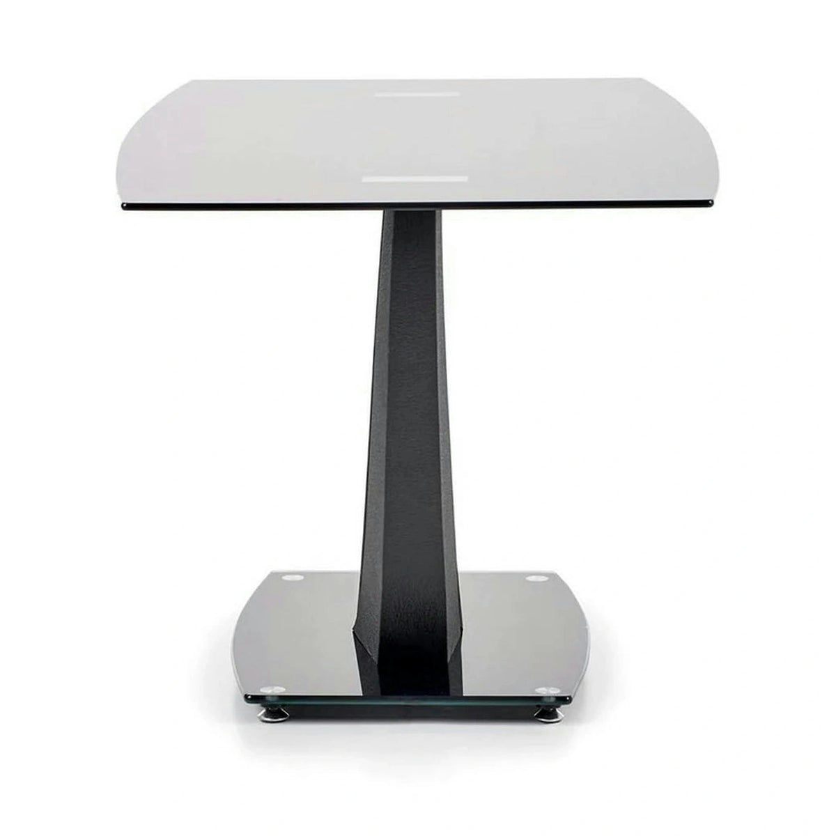 Masa ANTON, negru transparent/negru, sticla/metal, 140x80x75 cm