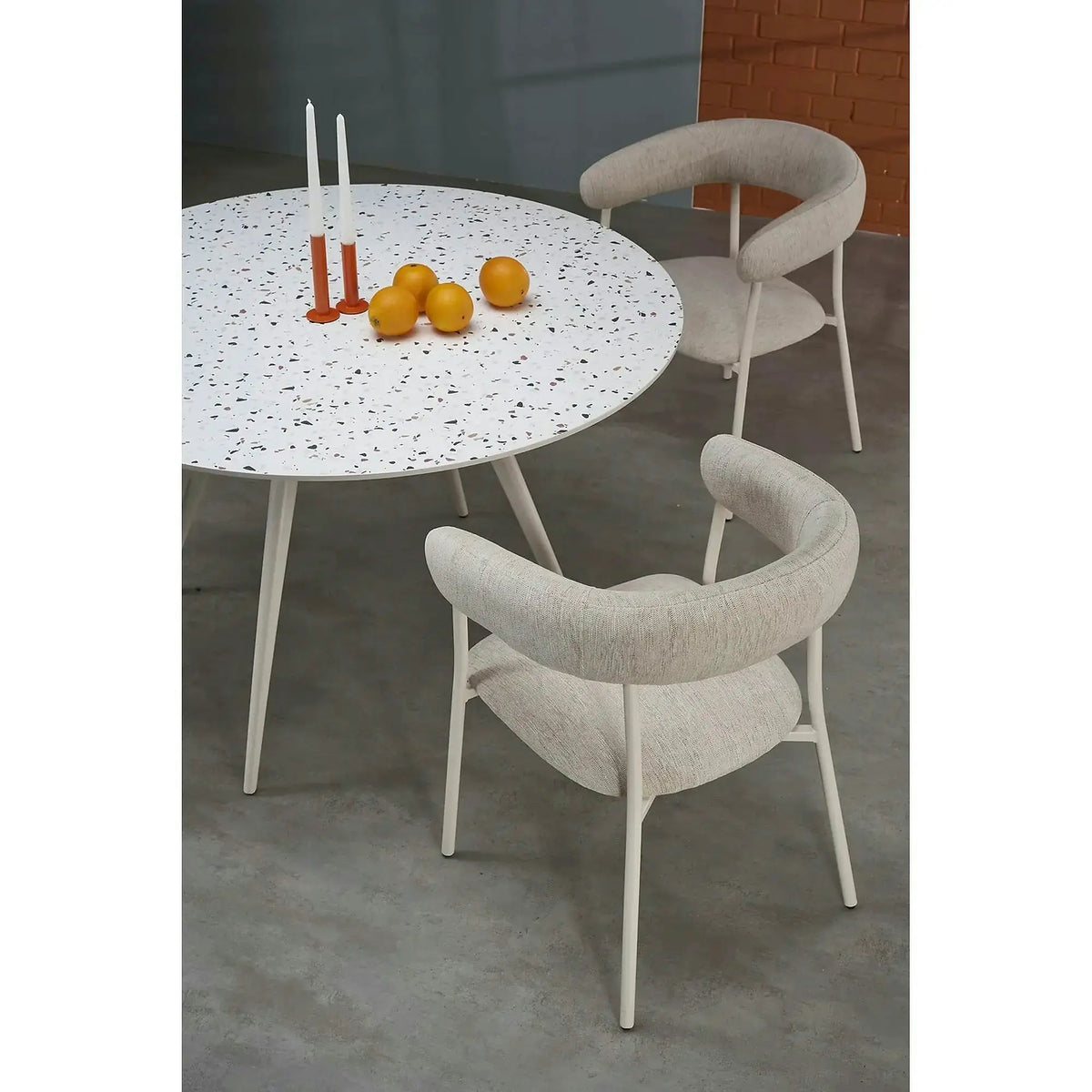Masa ARAMIS, alb/terrazzo, 120x120x76 cm
