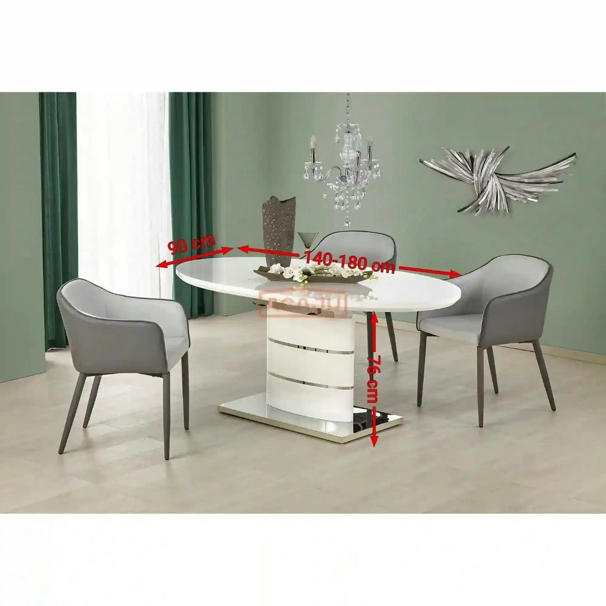 Masa ASPEN, alb, 140/180x90x76 cm