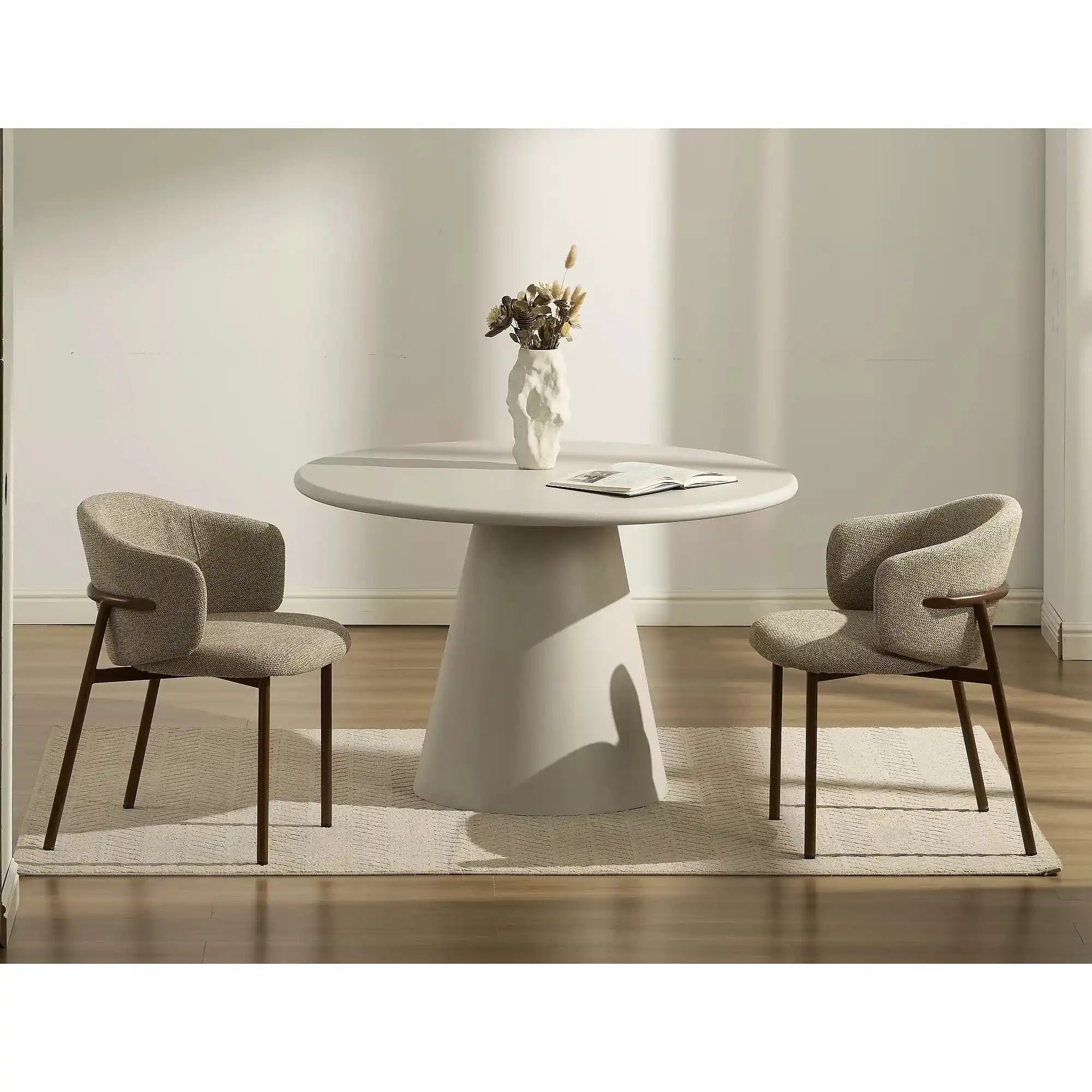 Masă AURORA, gri deschis, MDF/microciment, Ø120x76 cm