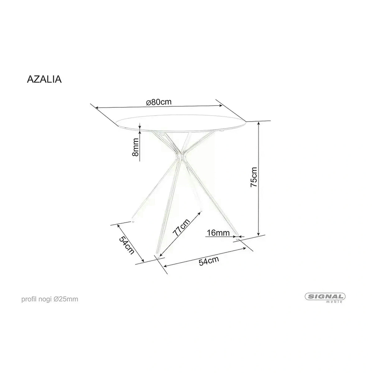 Masa AZALIA, transparent/auriu, sticla/metal, 80x80x75 cm