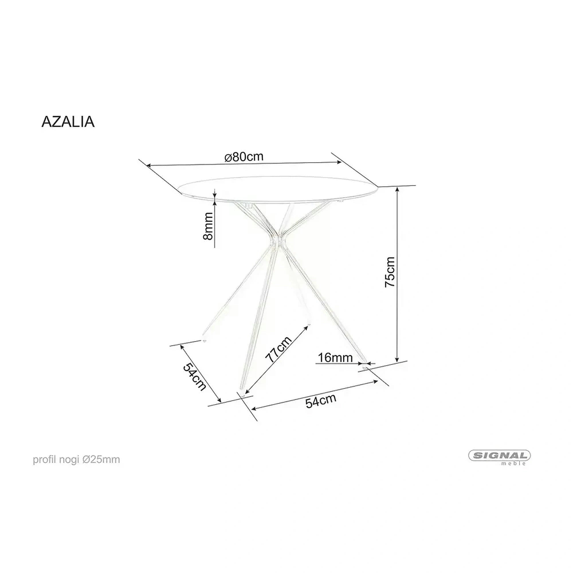 Masa AZALIA, transparent/auriu, sticla/metal, 80x80x75 cm