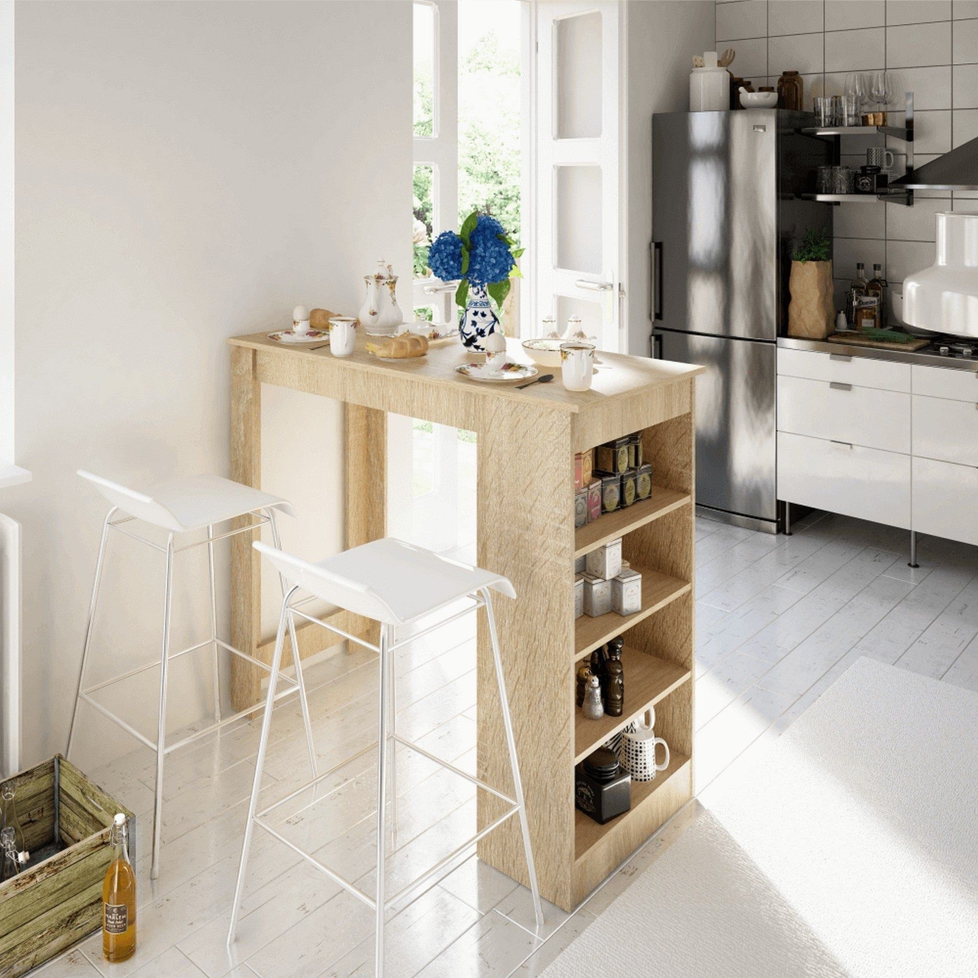 Masa bar AUSTEN, stejar sonoma, PAL melaminat, 117x57x107 cm