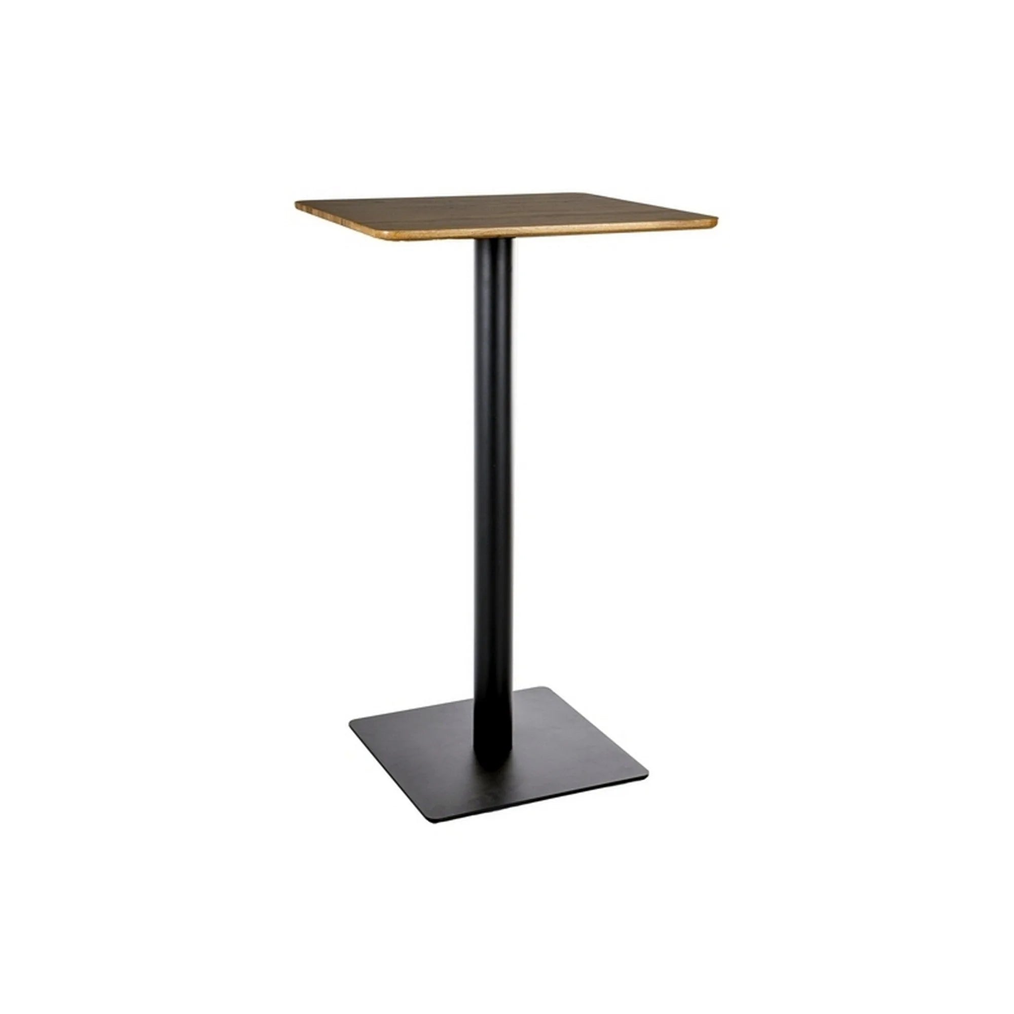 Masa bar BT006, stejar/negru, furnir/metal, 60x60x105 cm
